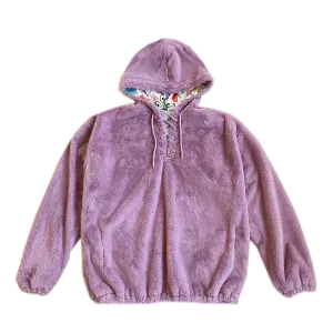 100% Recycled Teddy Lace-up Hoodie - Lavender