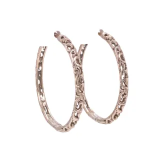 18K White Gold Scroll Hoops