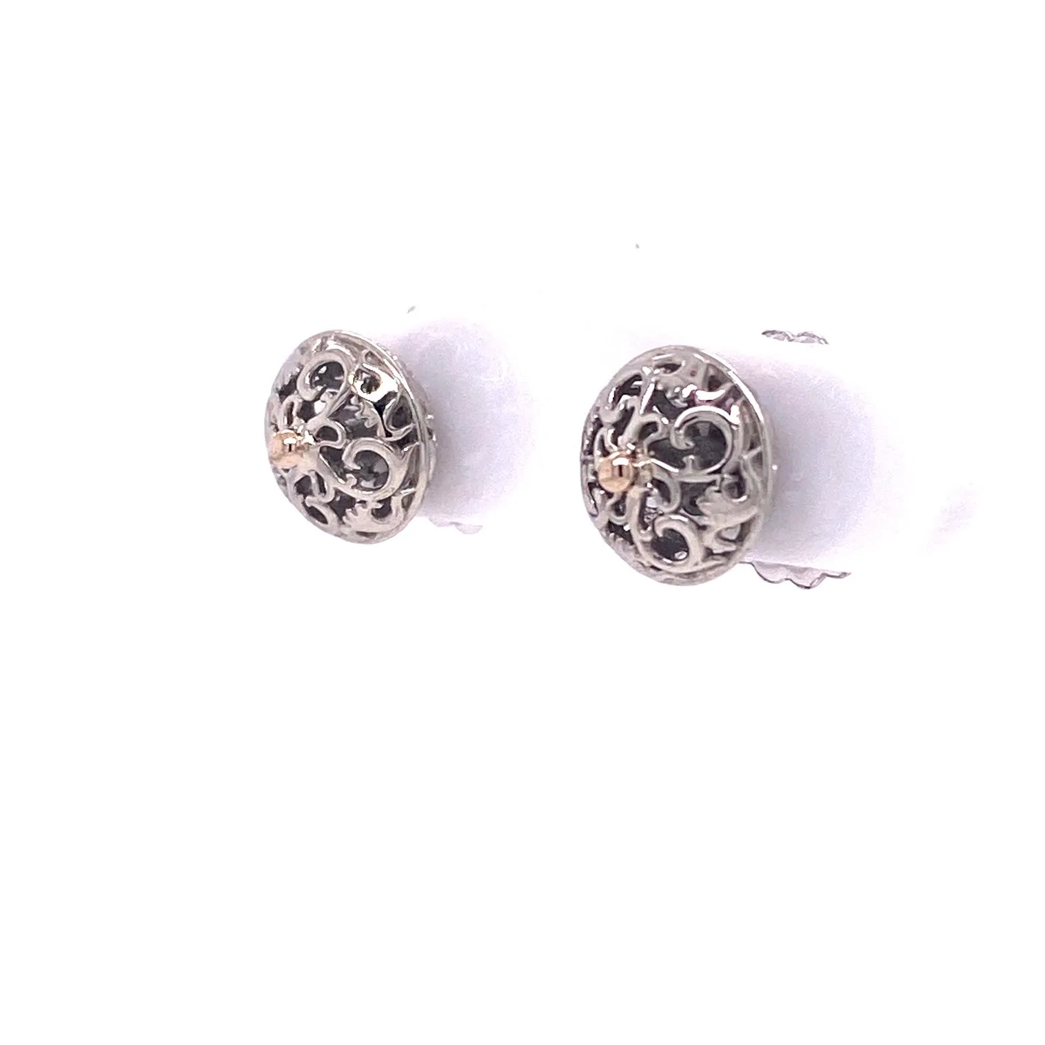 18k White Gold Scroll Studs