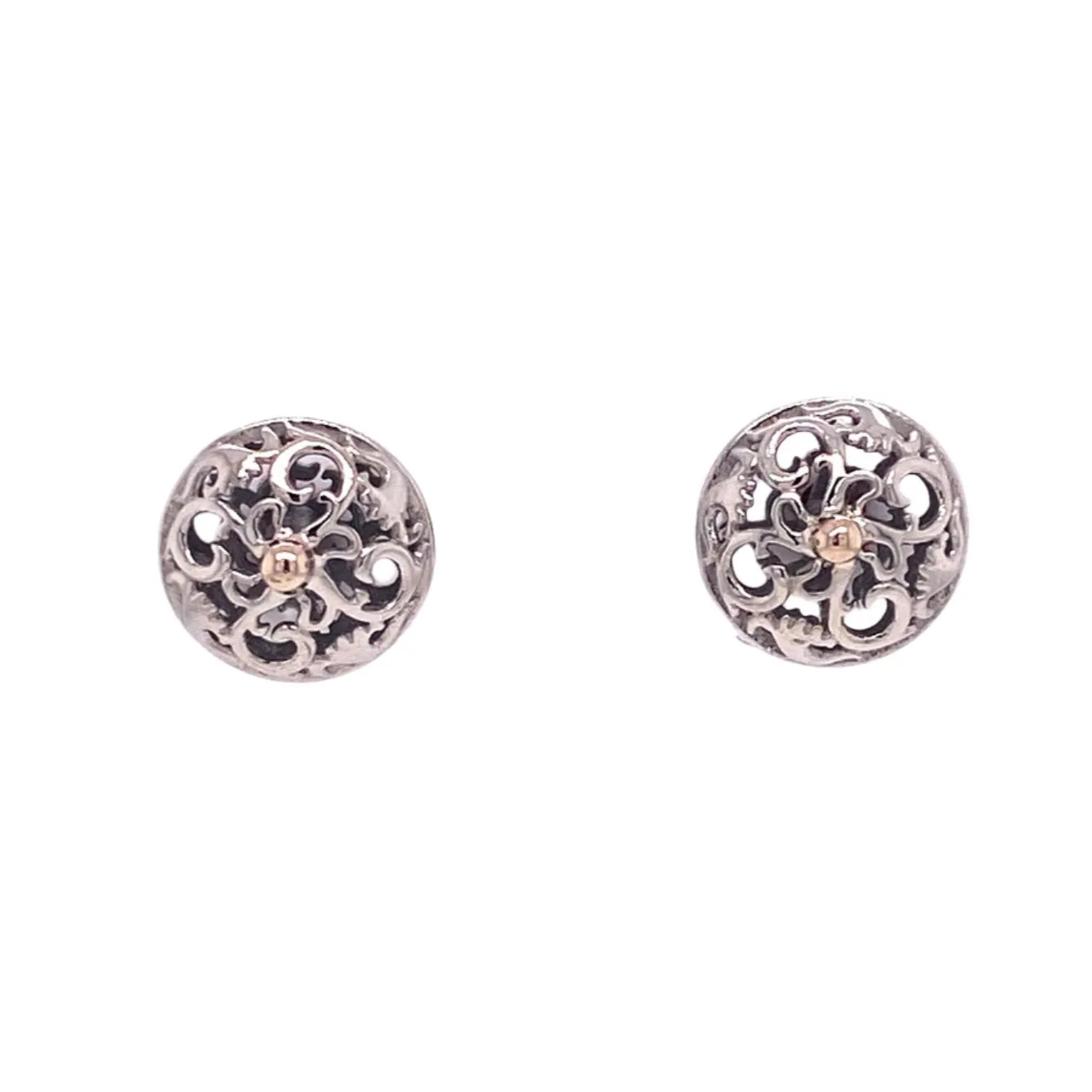 18k White Gold Scroll Studs