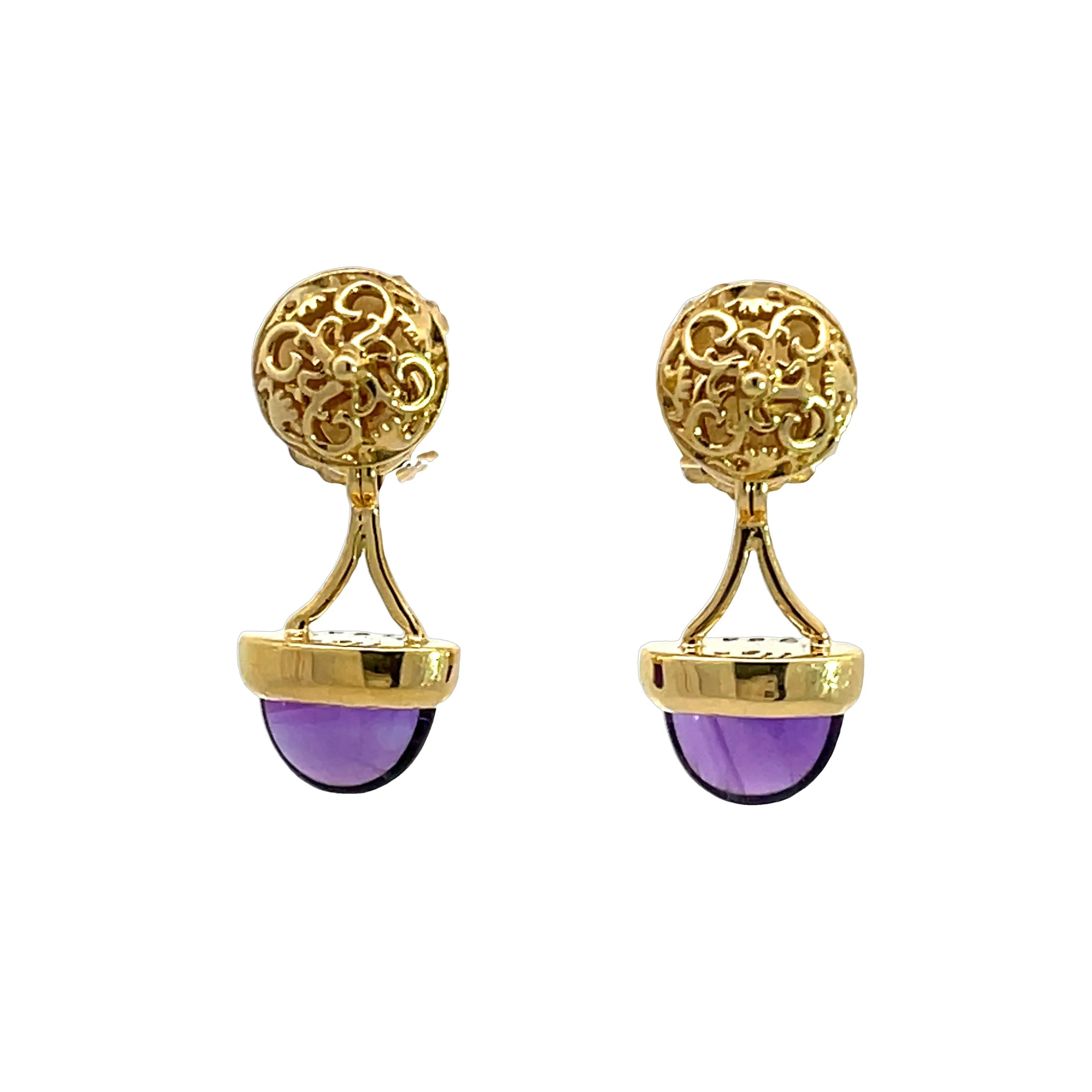 18k Yellow Gold Amethyst Arch Earring Jackets