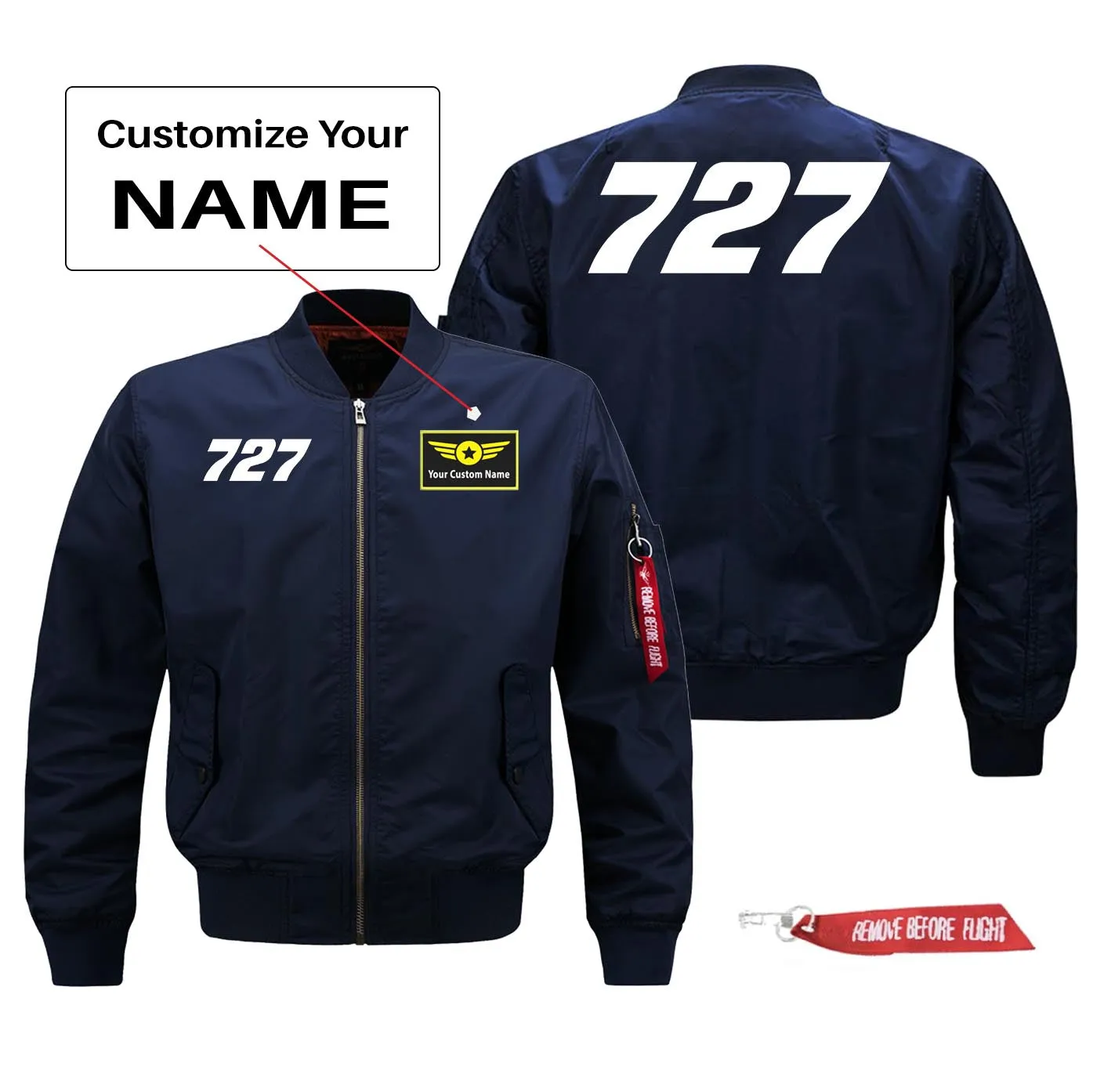 727 Flat Text Designed Pilot Jackets (Customizable)