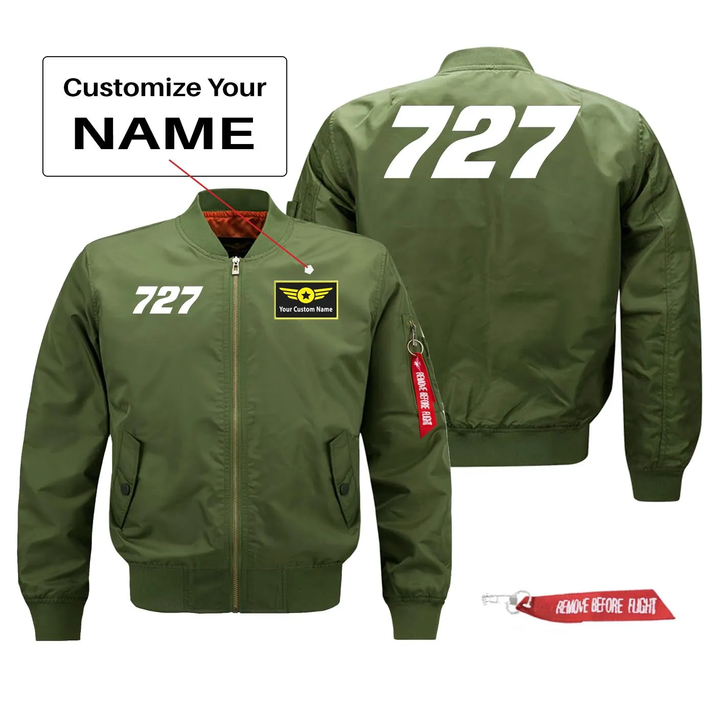 727 Flat Text Designed Pilot Jackets (Customizable)