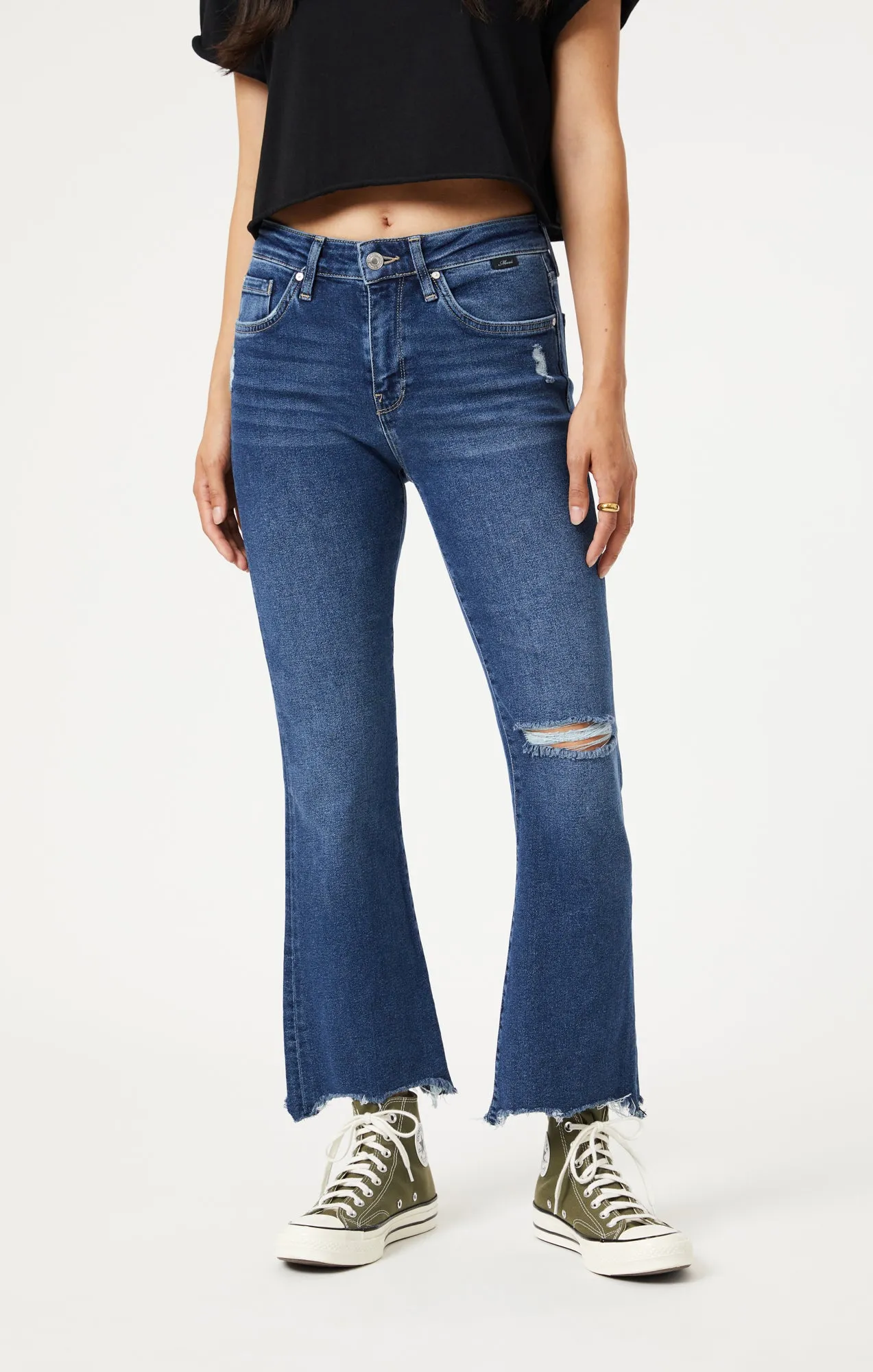 ANIKA CROP FLARE JEANS IN DARK RIPPED LA VINTAGE