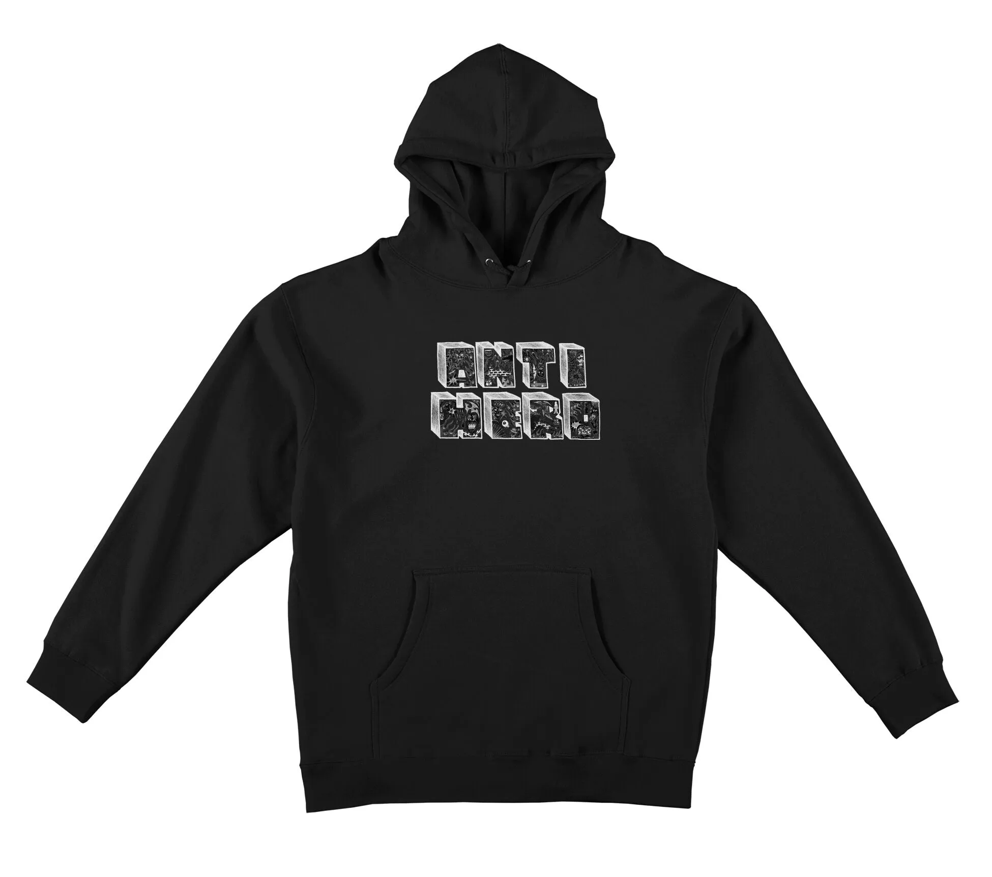 Antihero Stacked Hoodie: Black