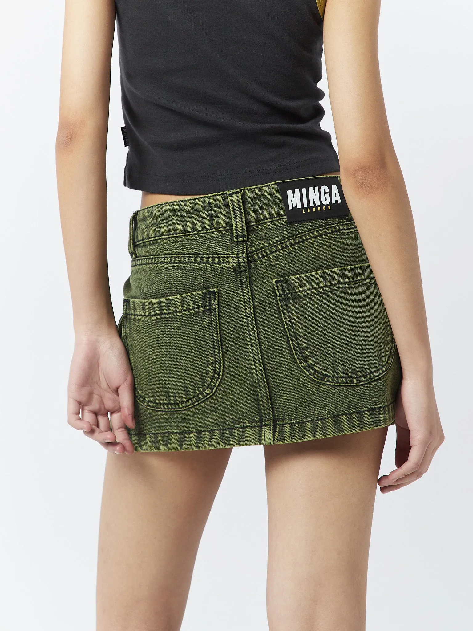 Ashley Washed Green Mini Cargo Skirt