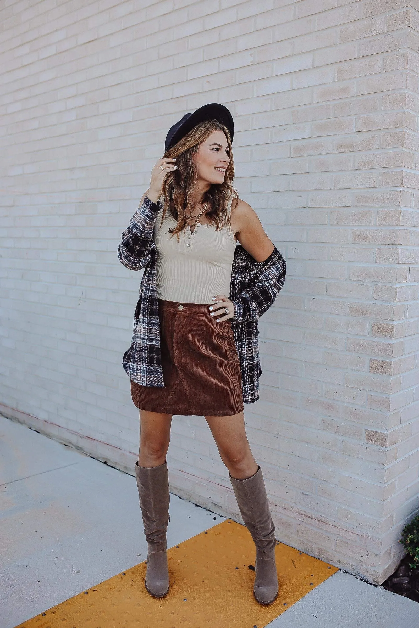 Back Roads Corduroy Mini Skirt - Brown