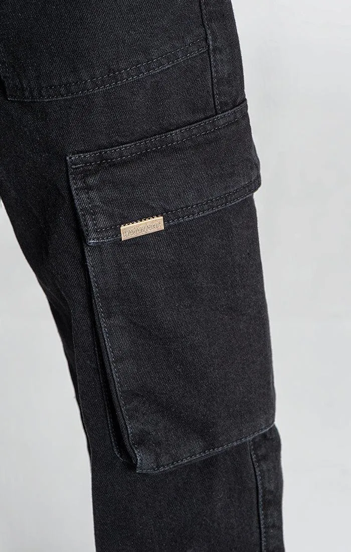 Black Hybrid Cargo Jeans