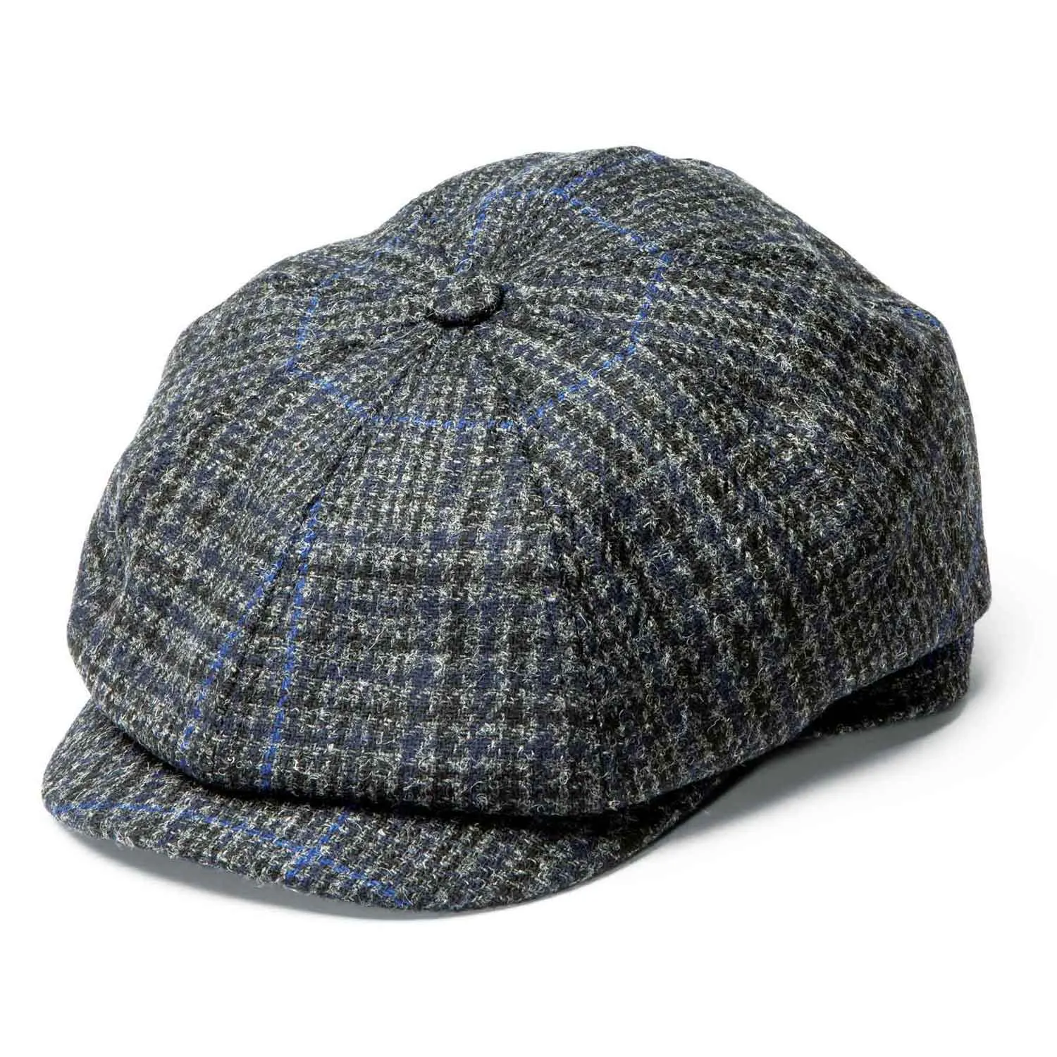 Black Plaid Newsboy Driving Cap