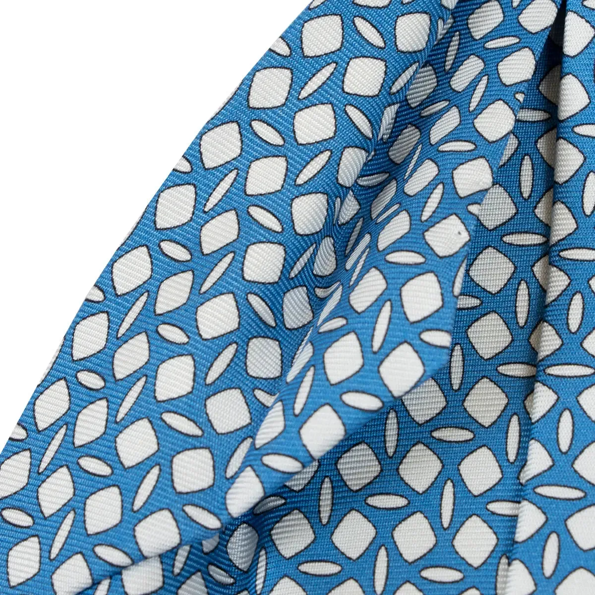 Blue & White Oval 100% Silk Tie