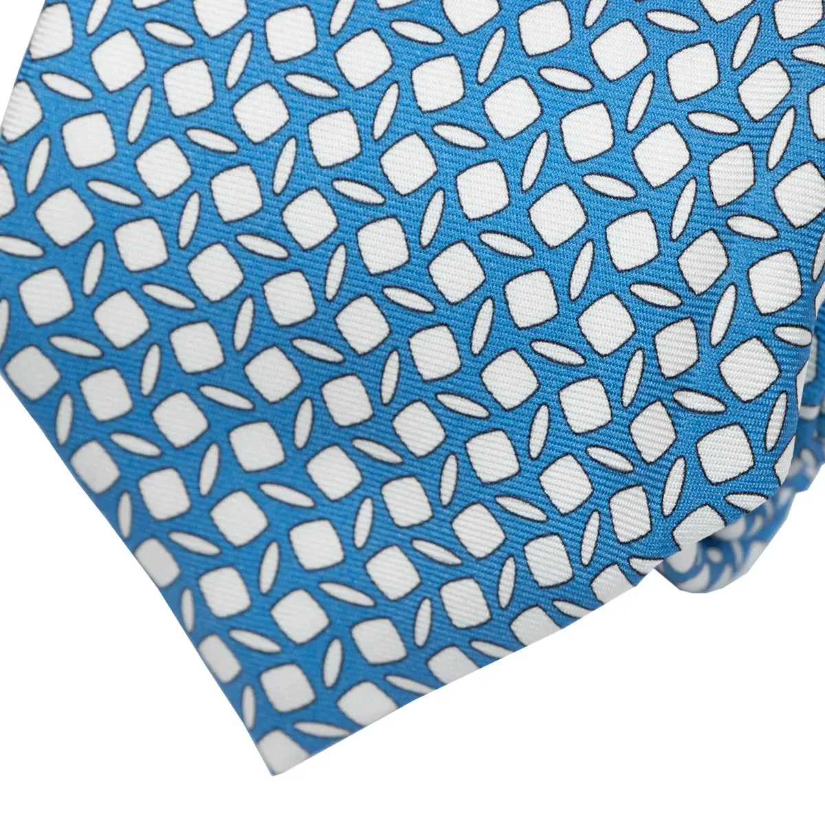 Blue & White Oval 100% Silk Tie