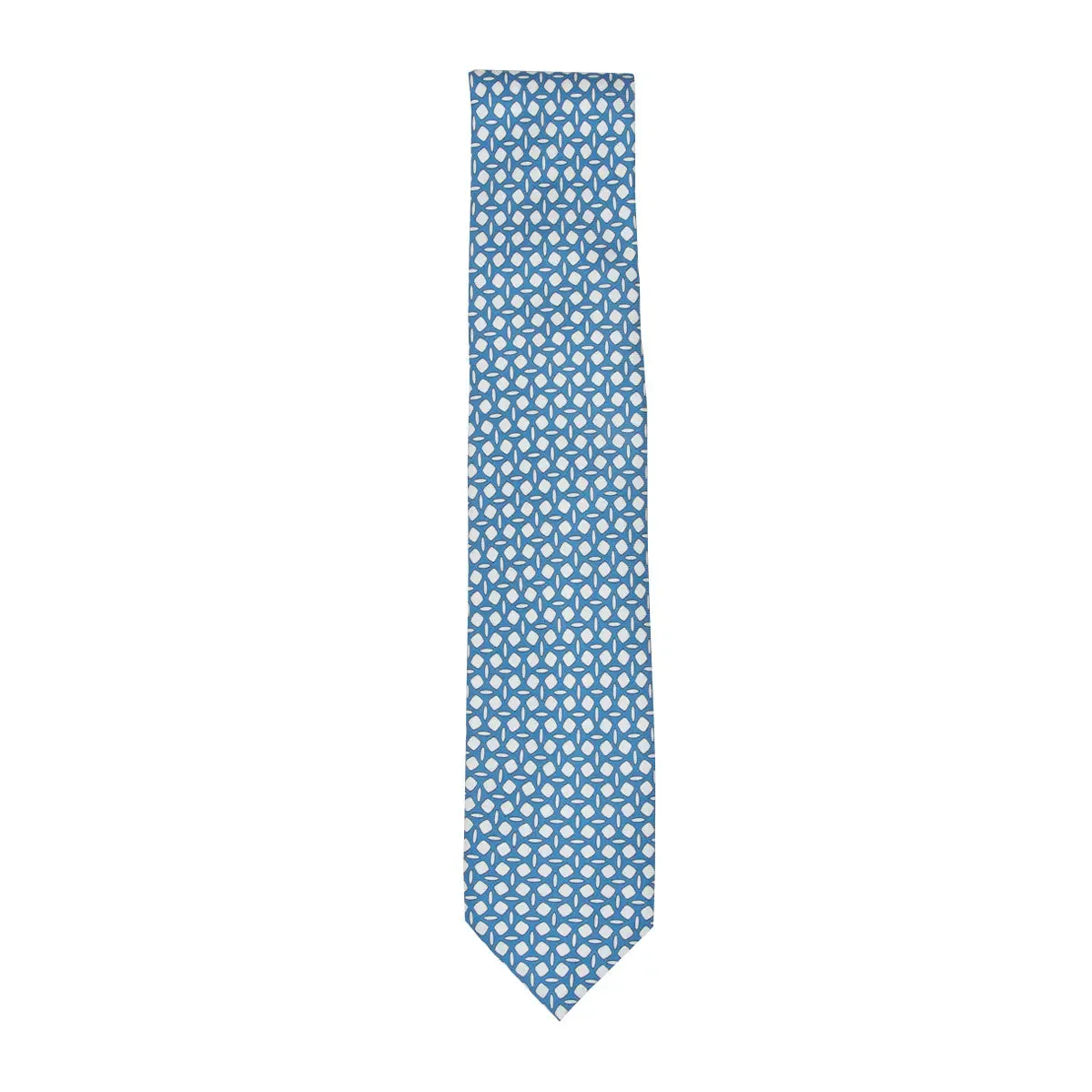 Blue & White Oval 100% Silk Tie