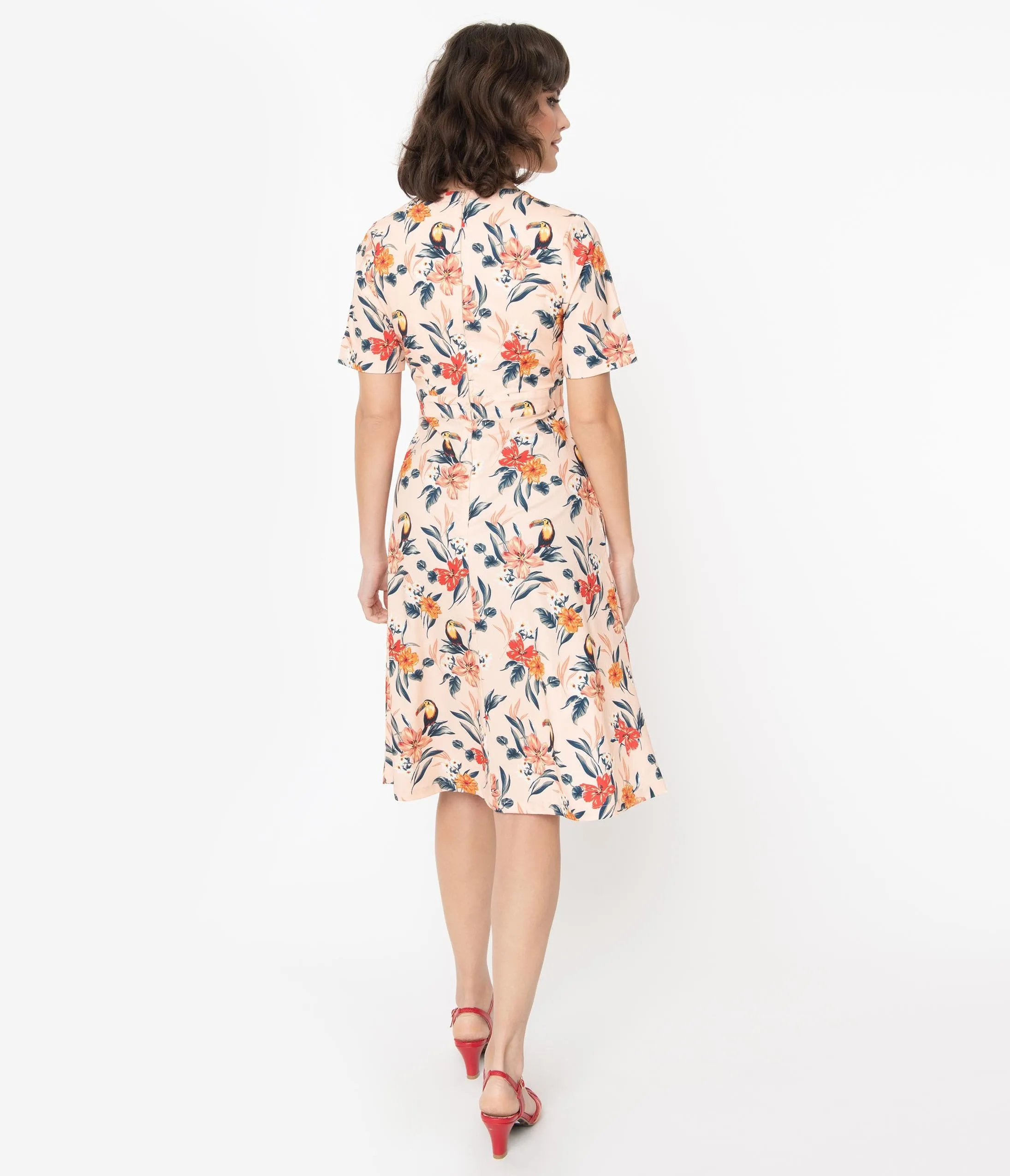 Blush & Multicolor Tropical Floral Piper Swing Dress