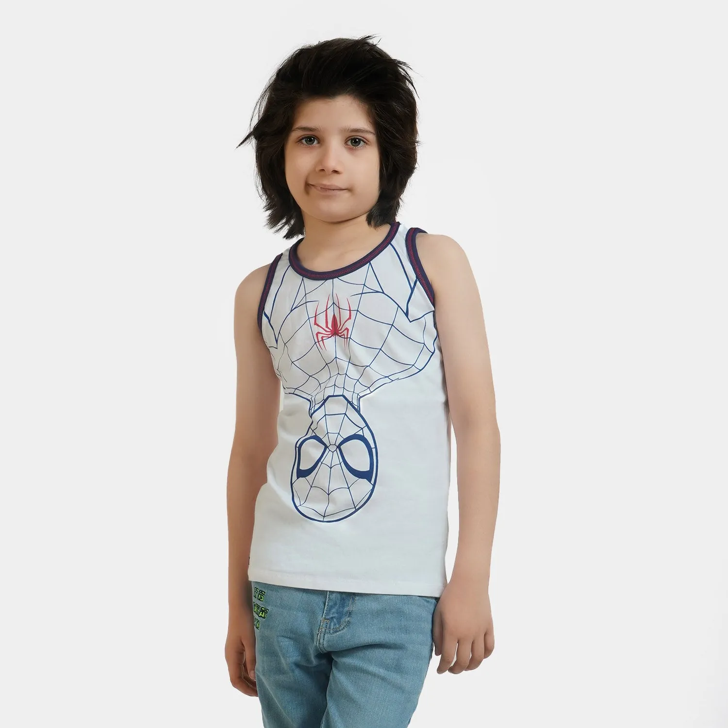 Boys Cotton Sando - White