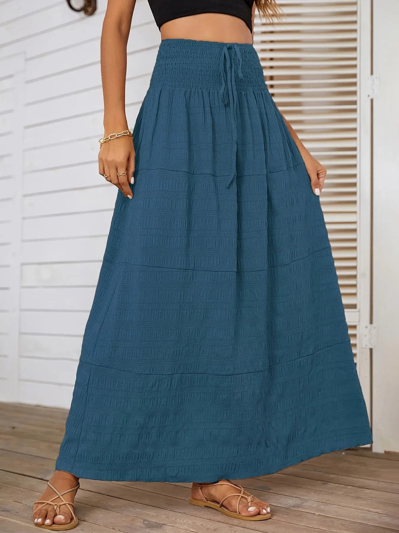 Casual Summer Long Solid High Waist Fashion Long Skirts