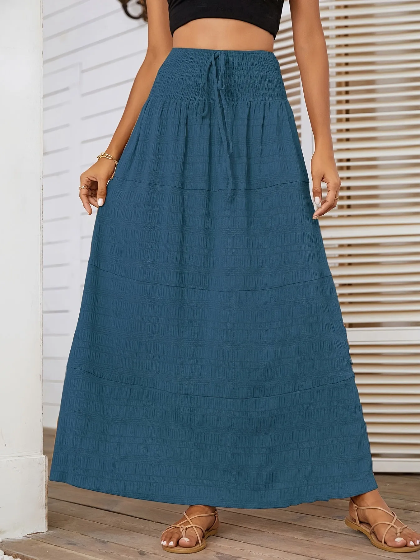 Casual Summer Long Solid High Waist Fashion Long Skirts