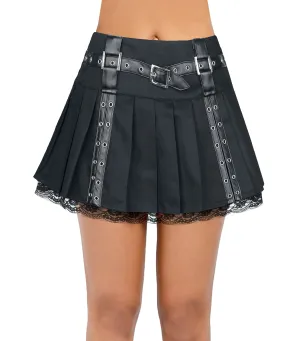 Darkened Edge Buckle Mini Skirt