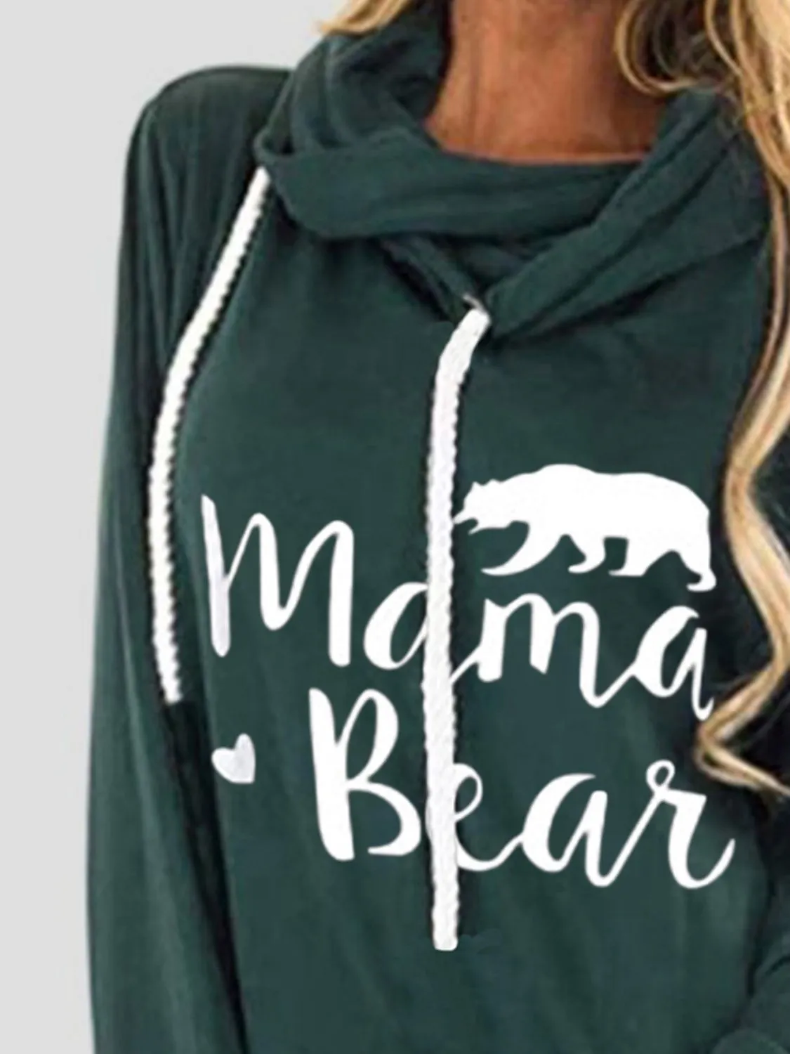 Drawstring Mama Bear Long Sleeve Women's Graphic Hoodie