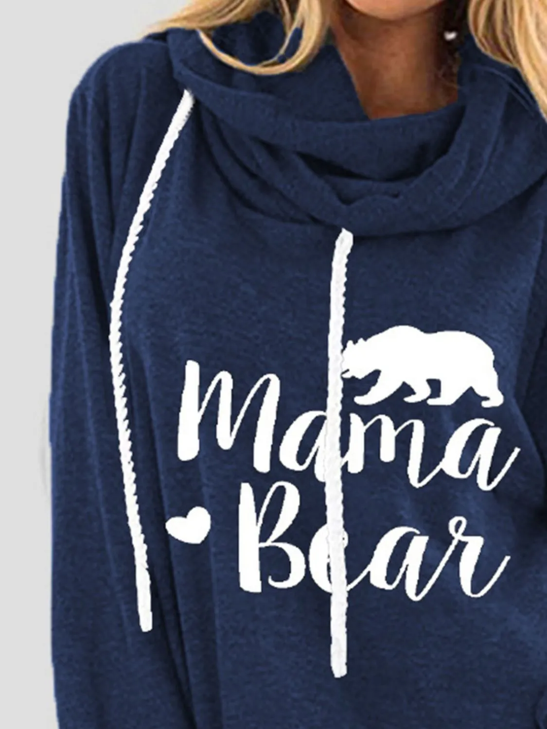 Drawstring Mama Bear Long Sleeve Women's Graphic Hoodie