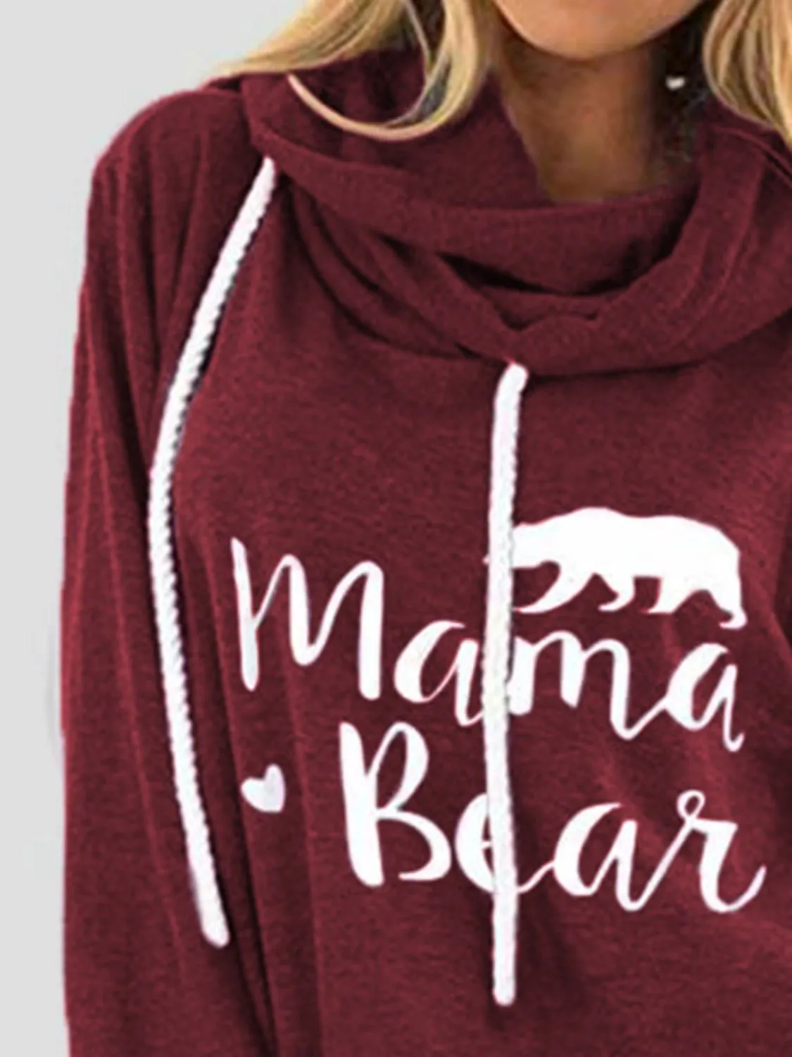 Drawstring Mama Bear Long Sleeve Women's Graphic Hoodie