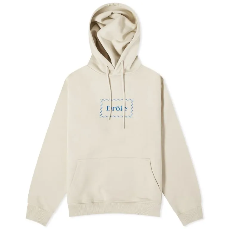 Drole De Monsieur Braided Logo Hoodie, light beige