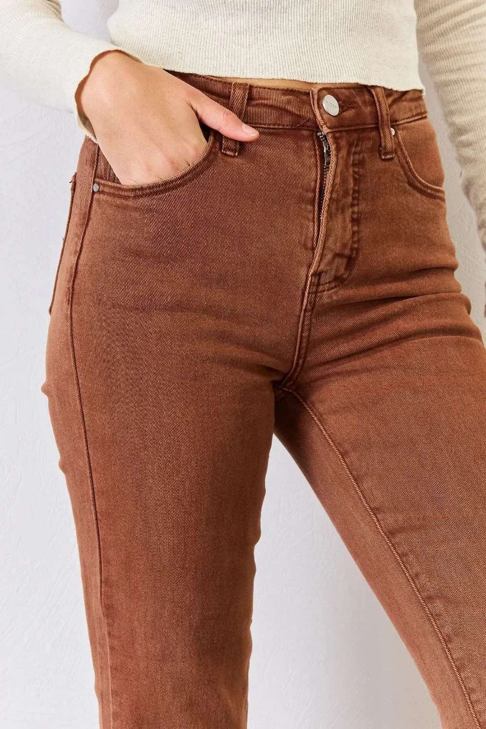 Full Size High Rise Tummy Control Straight Jeans