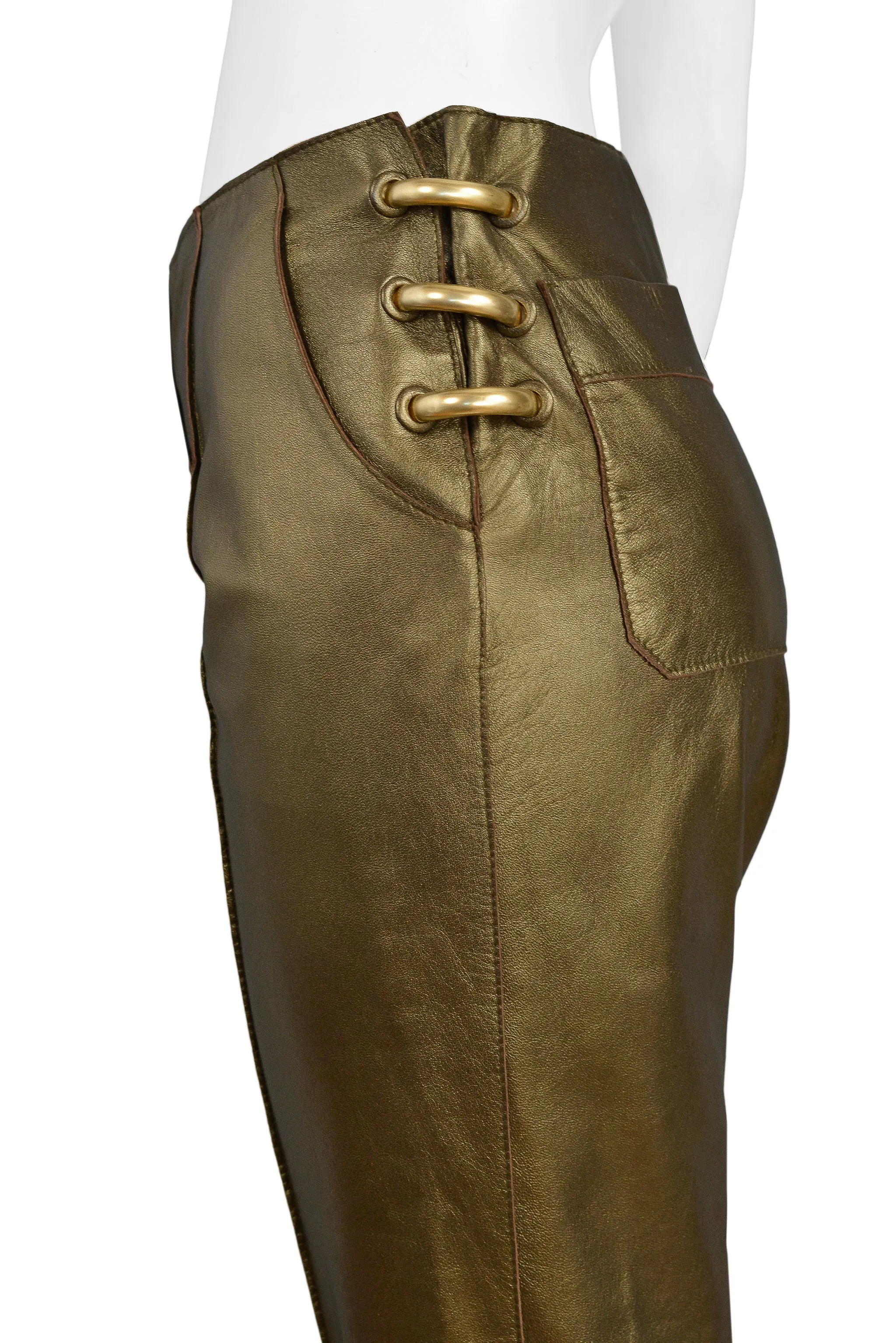 GIANFRANCO FERRE BRONZE LEATHER PANTS 1997