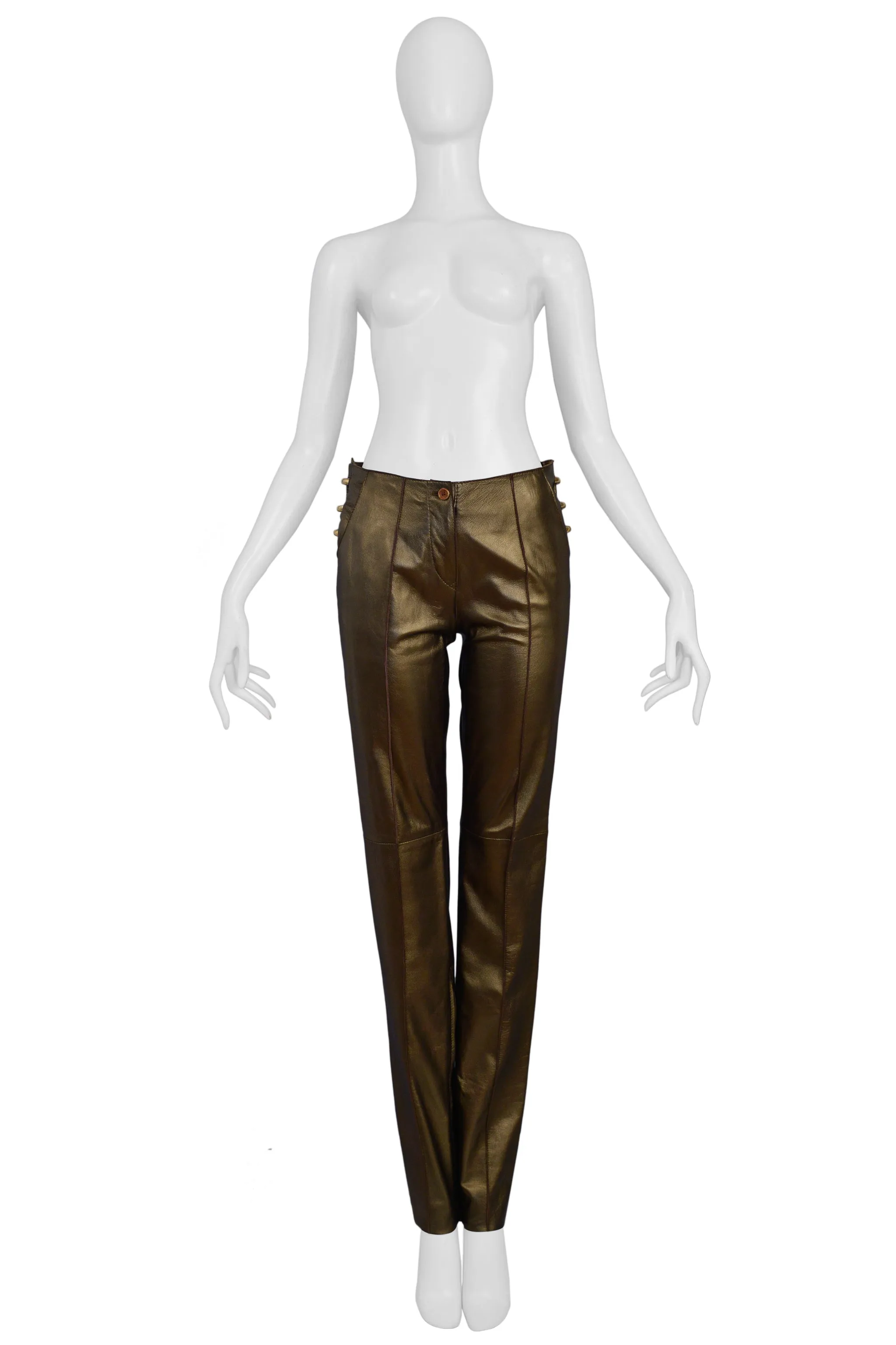 GIANFRANCO FERRE BRONZE LEATHER PANTS 1997