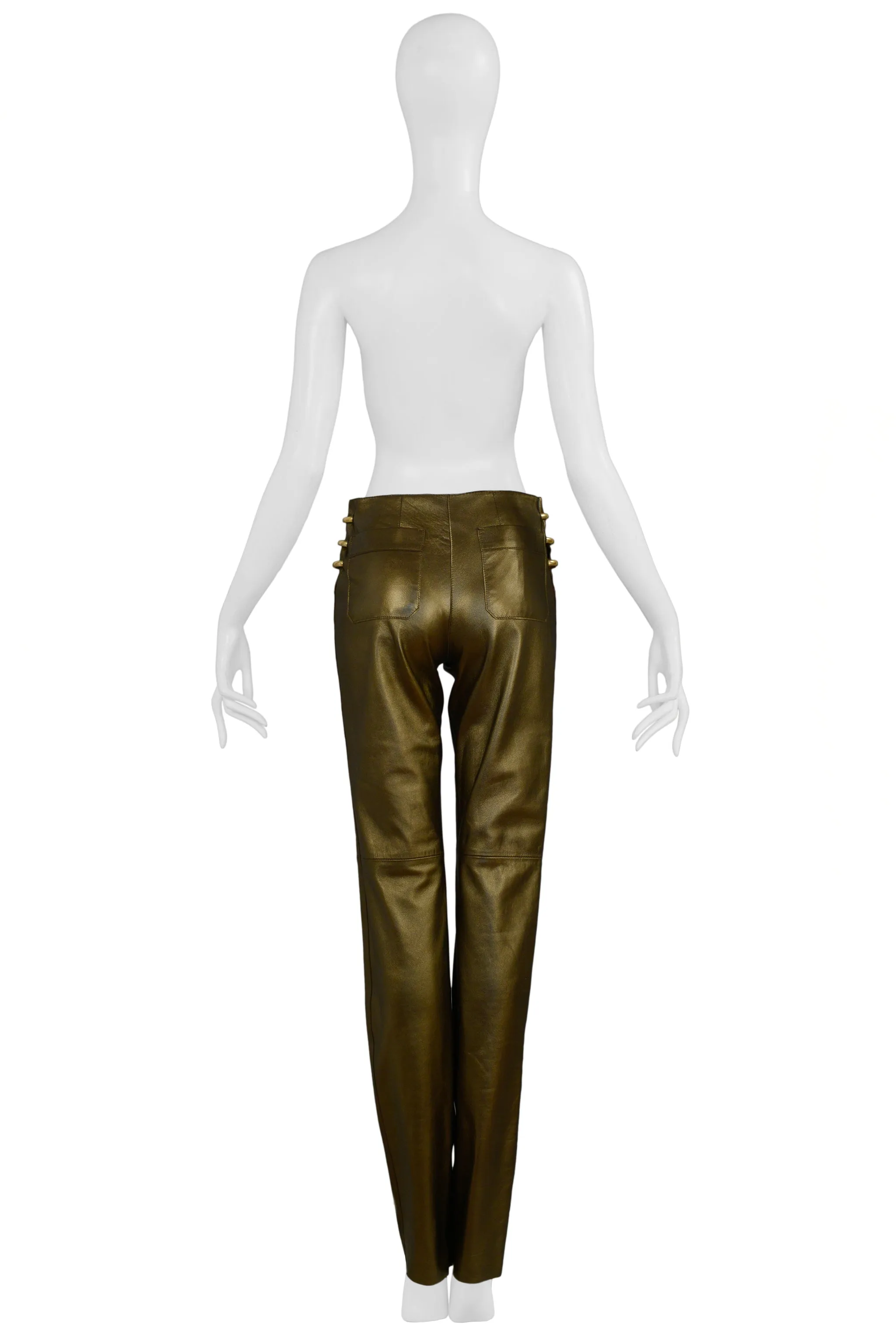 GIANFRANCO FERRE BRONZE LEATHER PANTS 1997