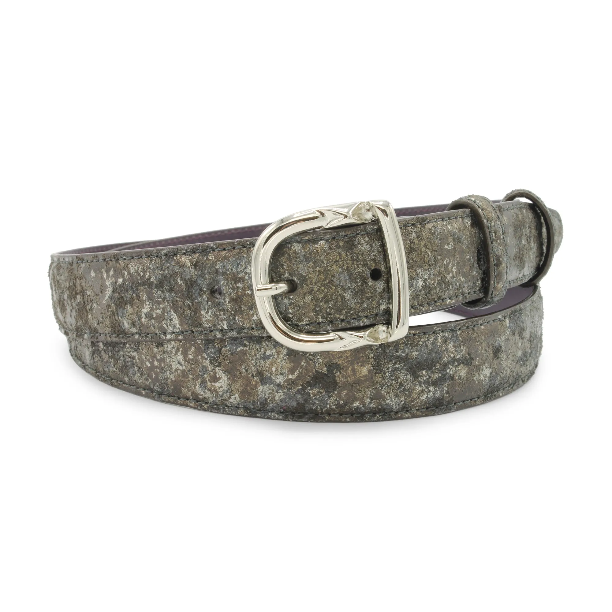 Gunmetal Metallic Splash Narrow Belt