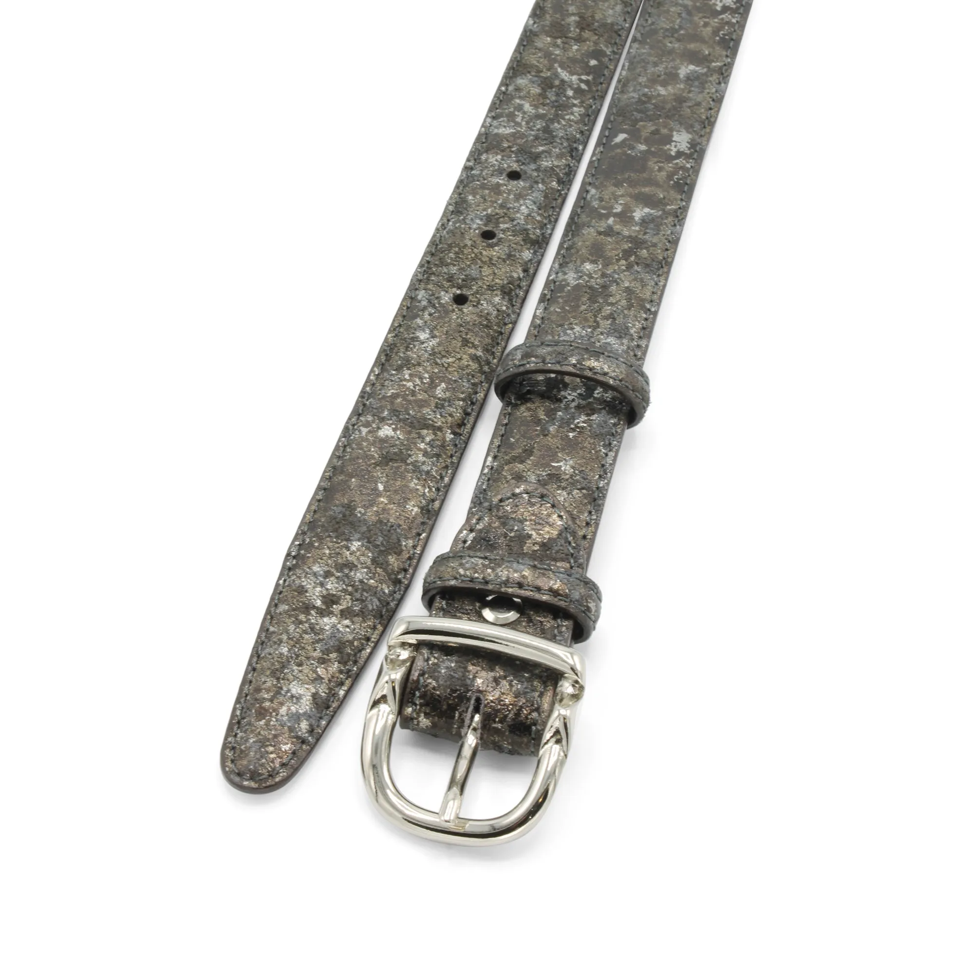 Gunmetal Metallic Splash Narrow Belt