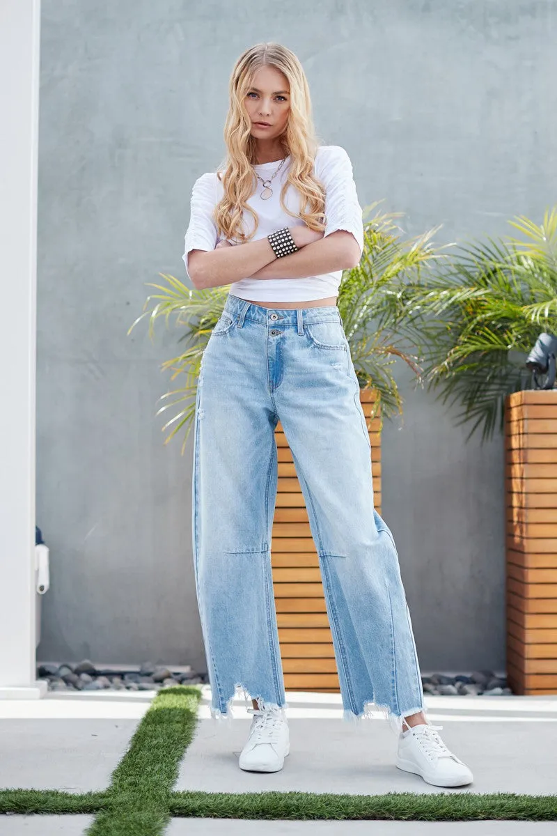 High Rise Slouchy Barrel Jeans in Light Wash