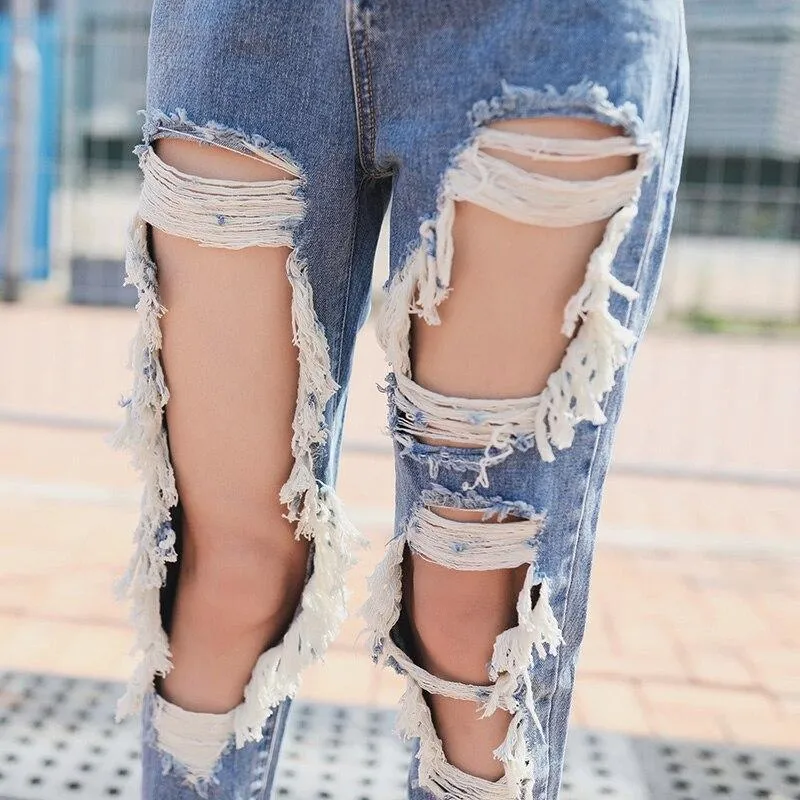 Light Blue Ripped Straight Jean