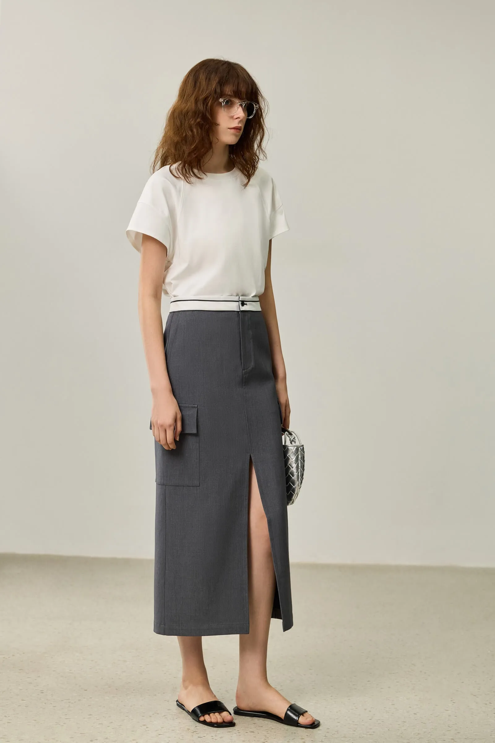 LILY Grey Utility Skirt