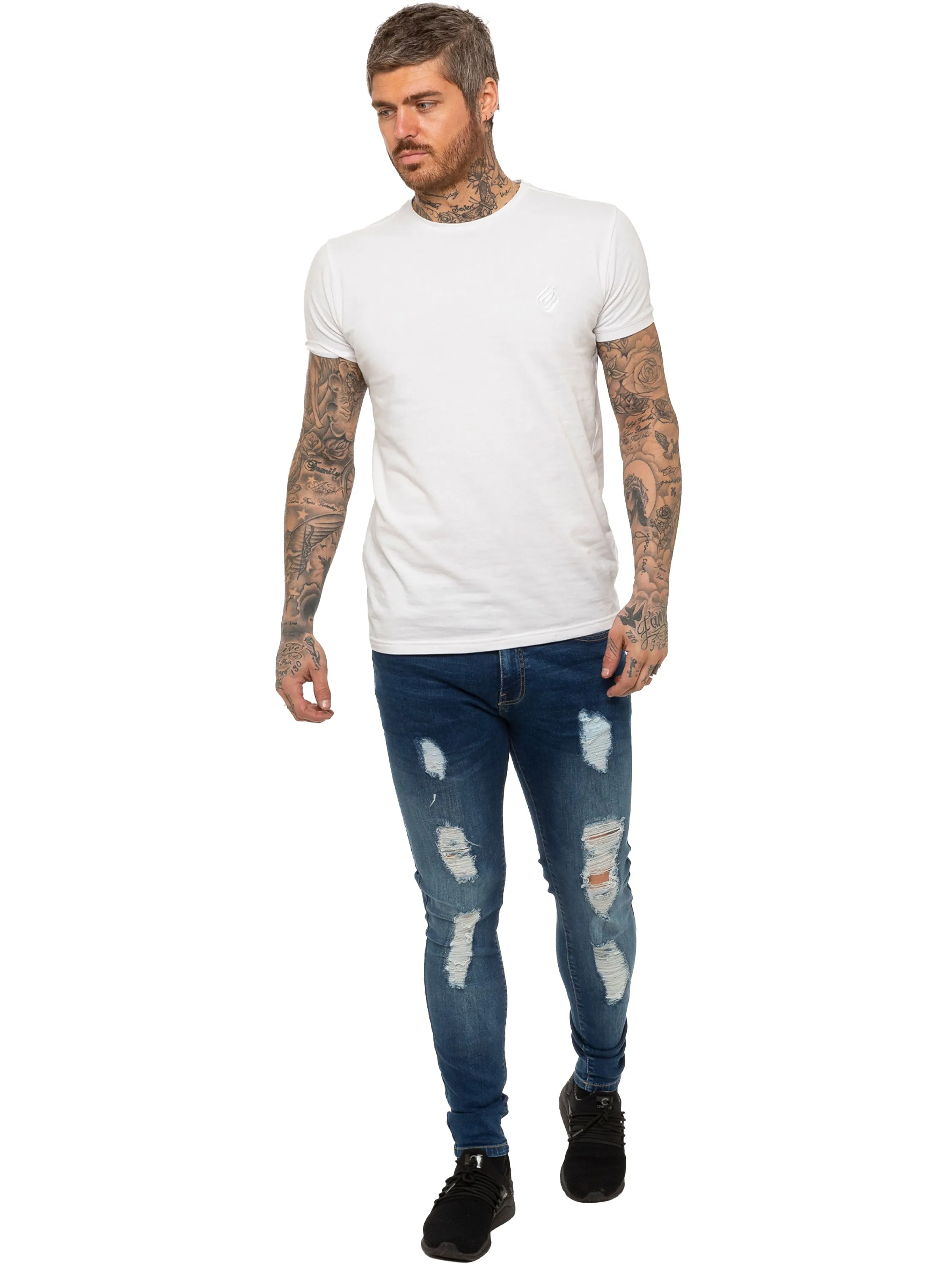 Mens Denim Ripped Denim Jeans lsw | Enzo Designer Menswear