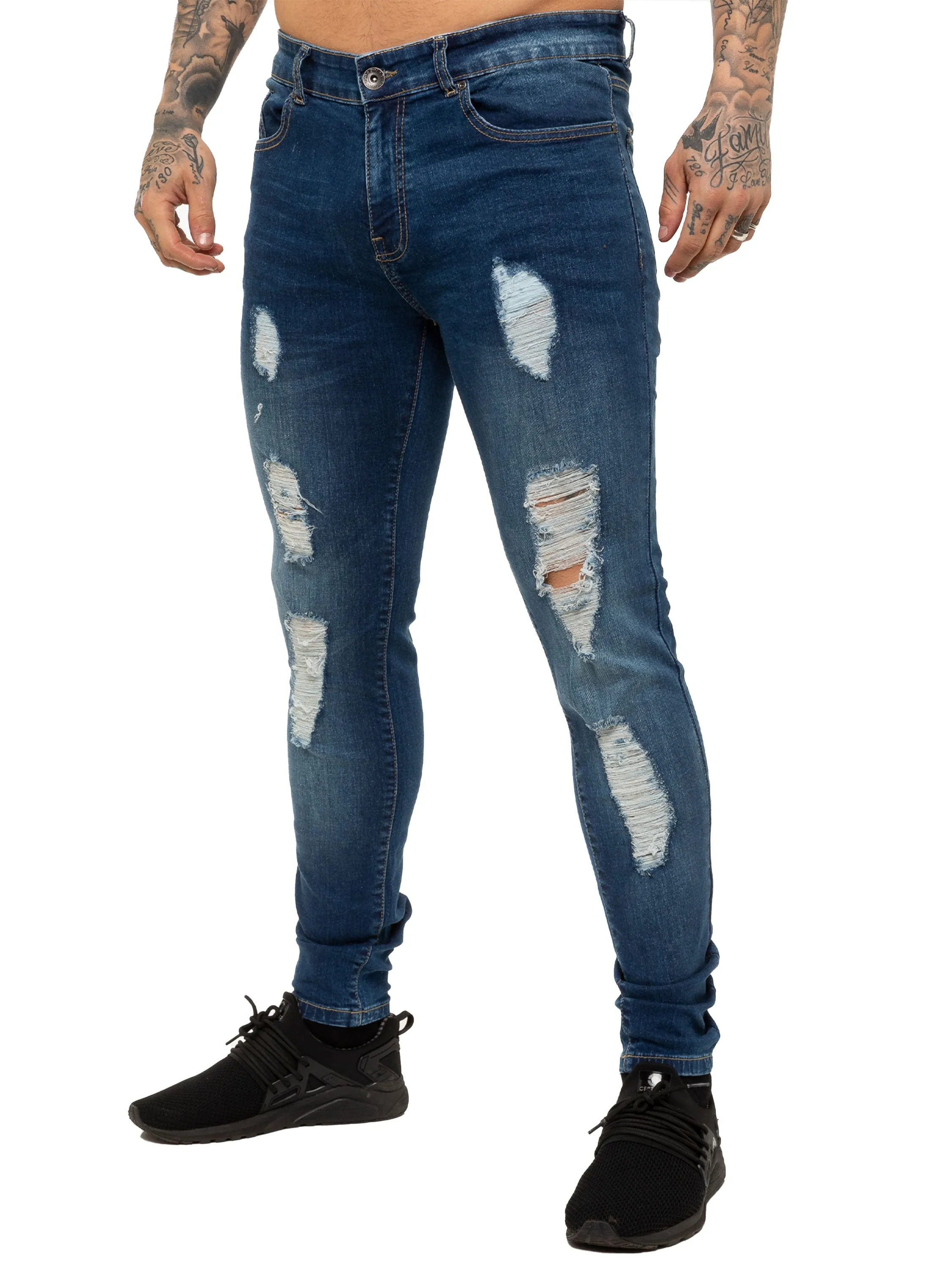 Mens Denim Ripped Denim Jeans lsw | Enzo Designer Menswear