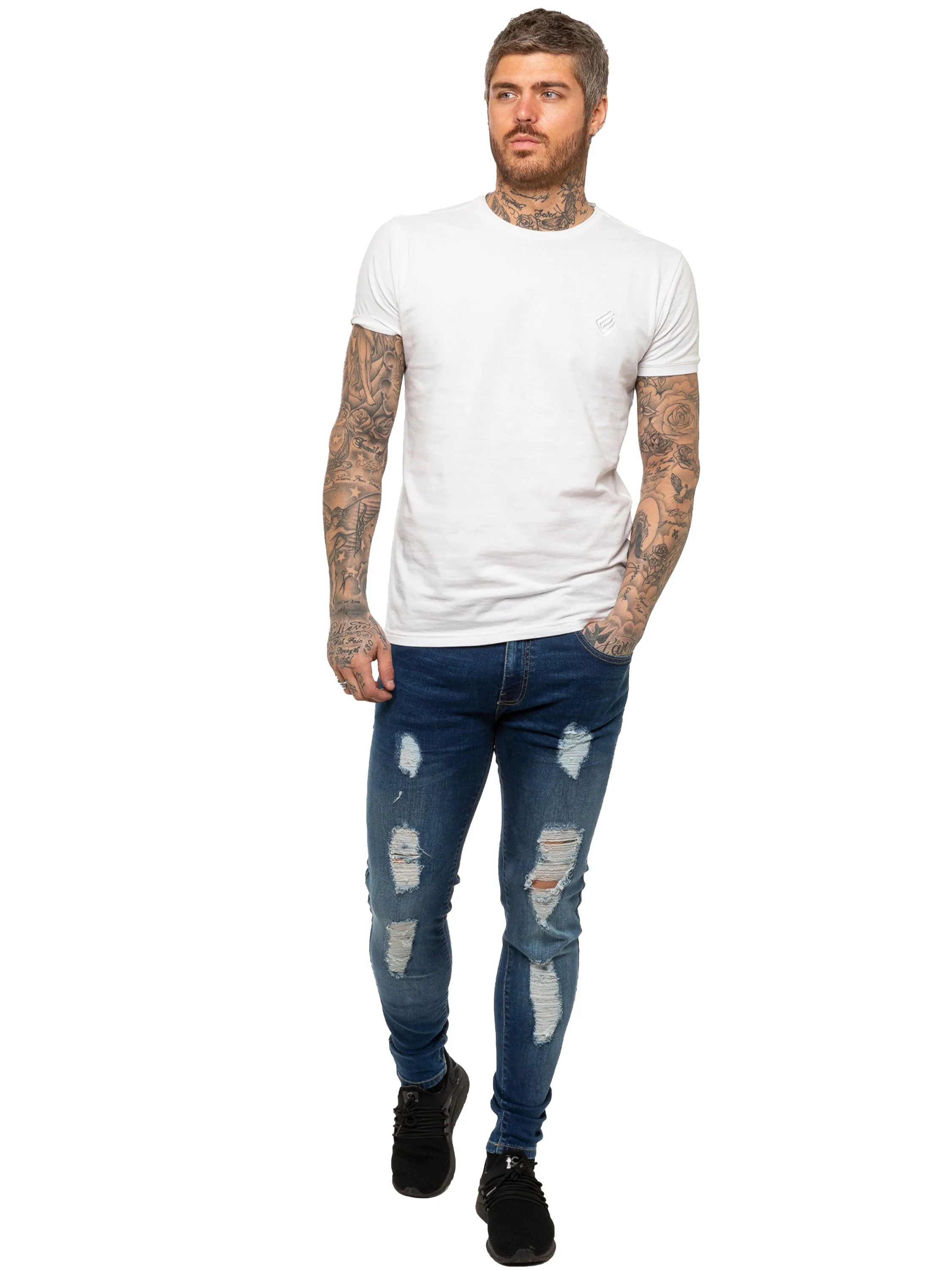 Mens Denim Ripped Denim Jeans lsw | Enzo Designer Menswear