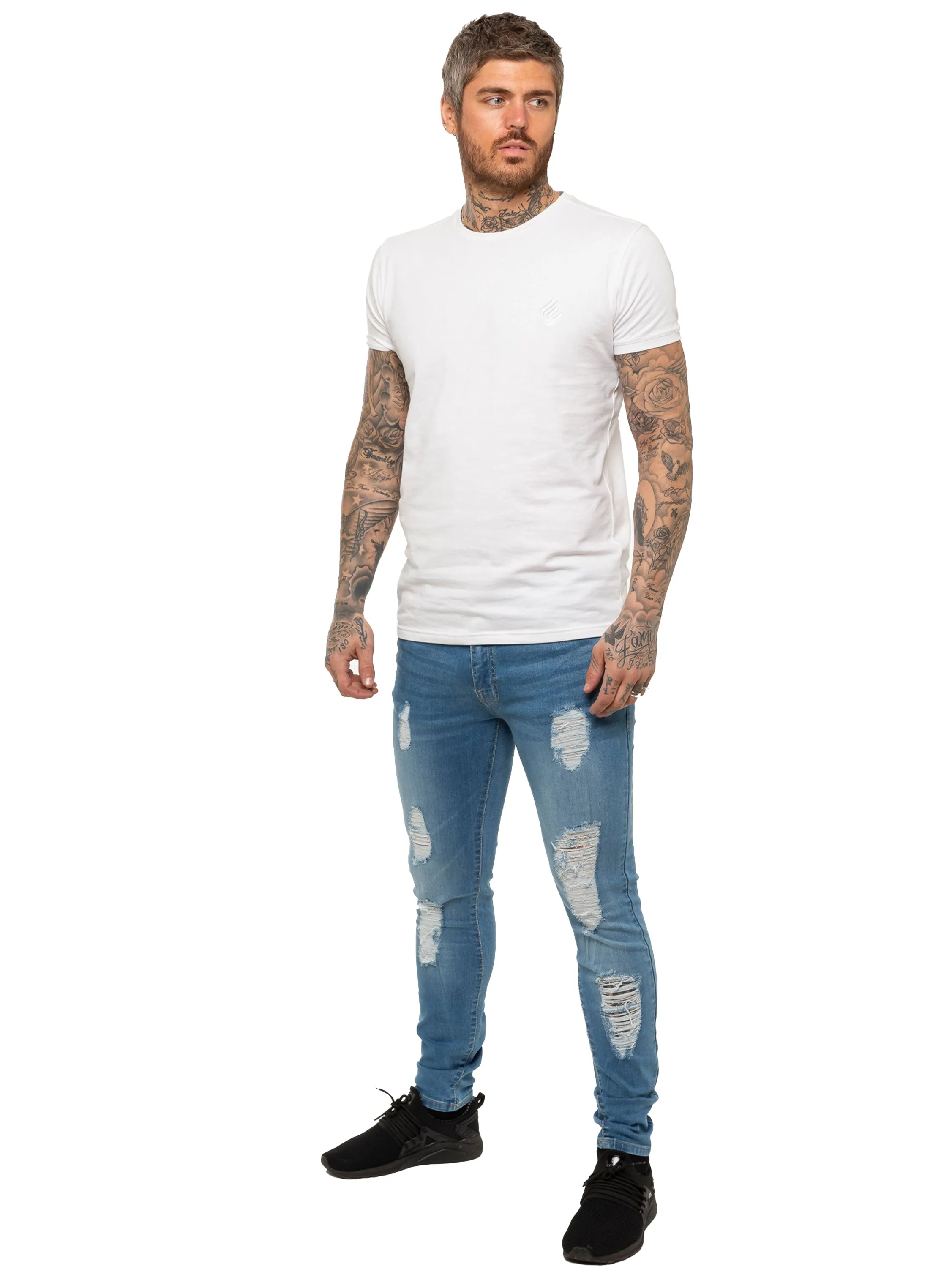 Mens Denim Ripped Denim Jeans lsw | Enzo Designer Menswear