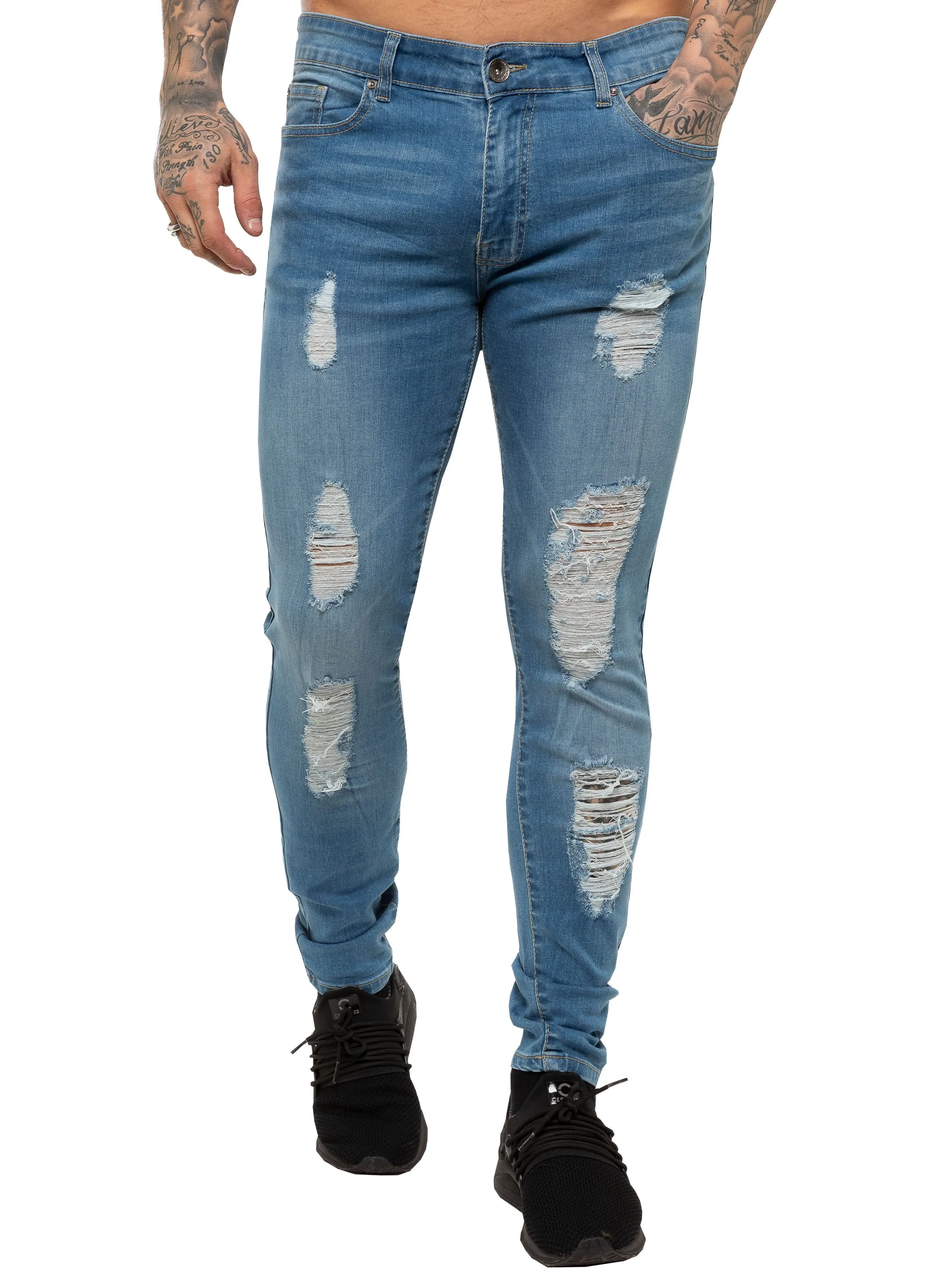 Mens Denim Ripped Denim Jeans lsw | Enzo Designer Menswear