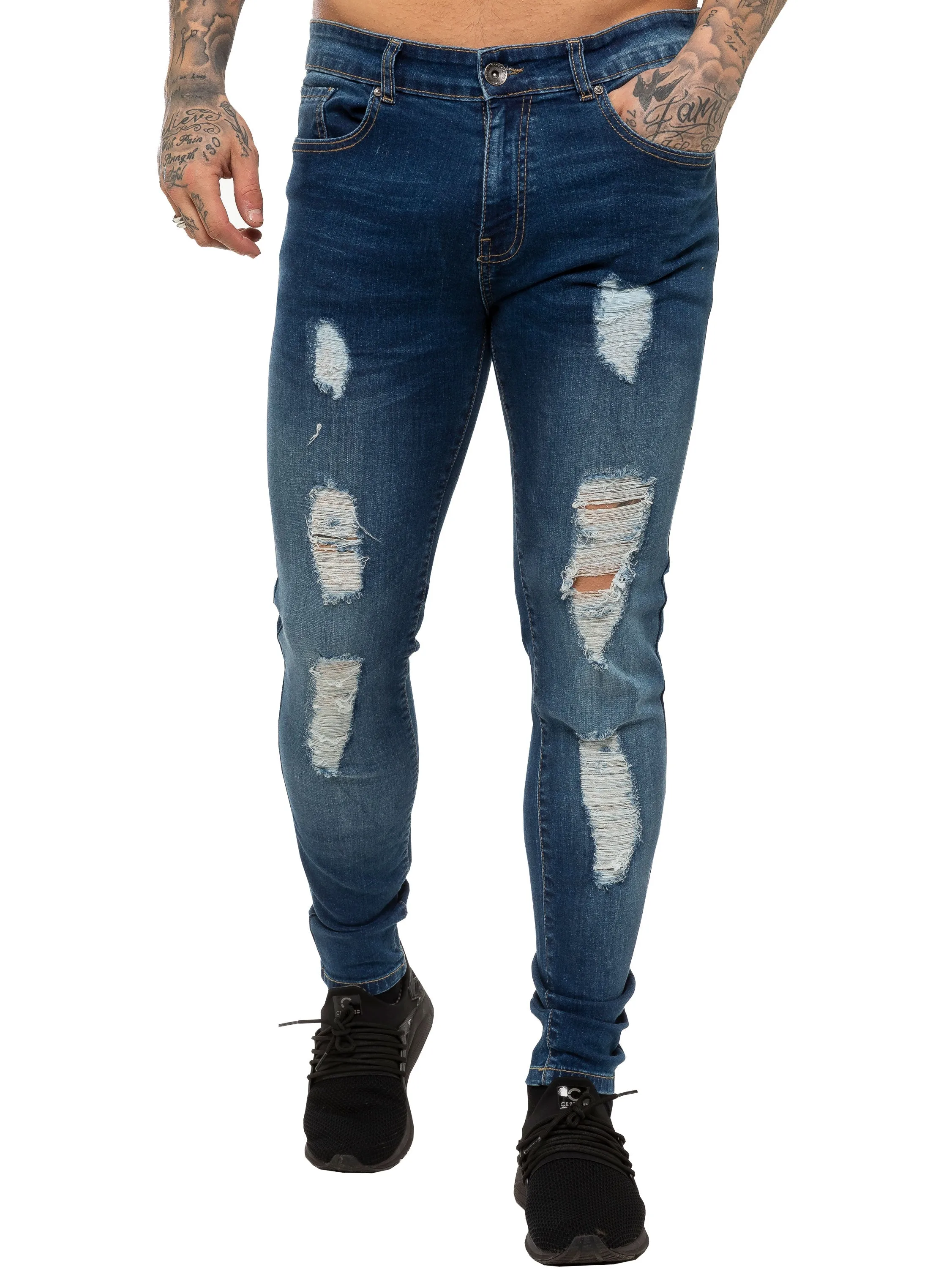 Mens Denim Ripped Denim Jeans lsw | Enzo Designer Menswear