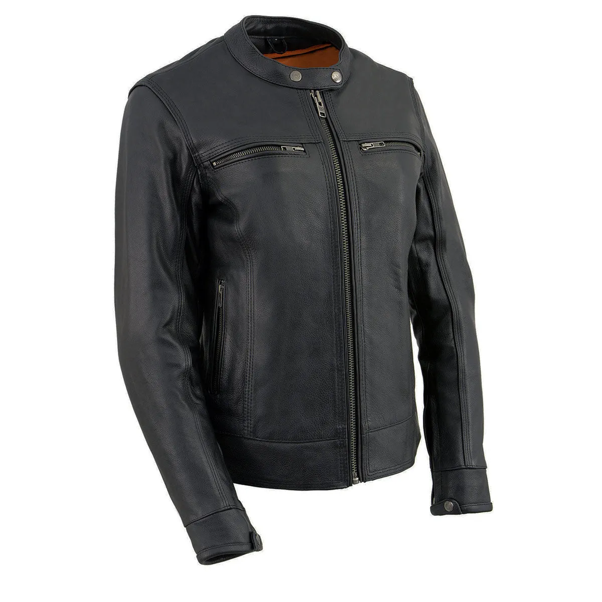 Milwaukee Leather MLL2552 Women's Black 'Cool-Tec' Leather Scooter Triple Stitch Jacket