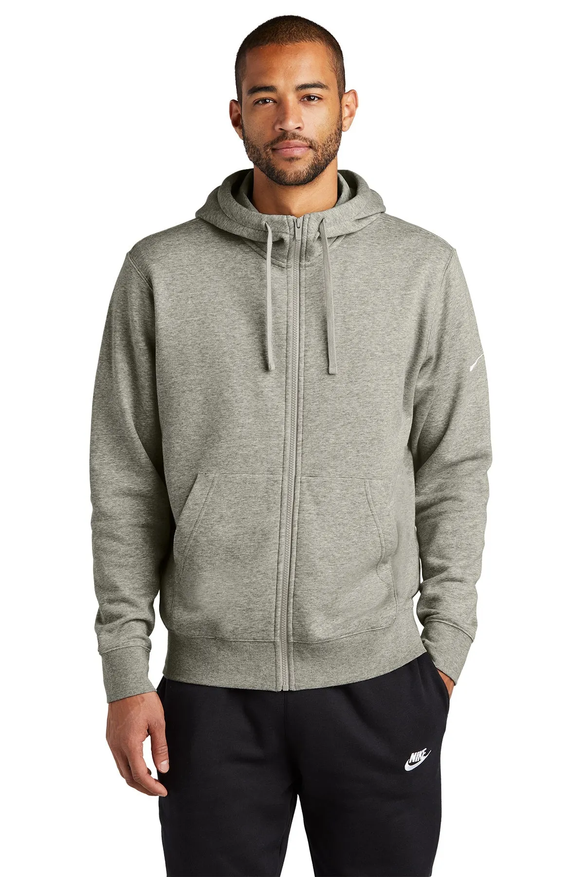 Nike Club Fleece Custom Zip Hoodies, Dark Grey Heather