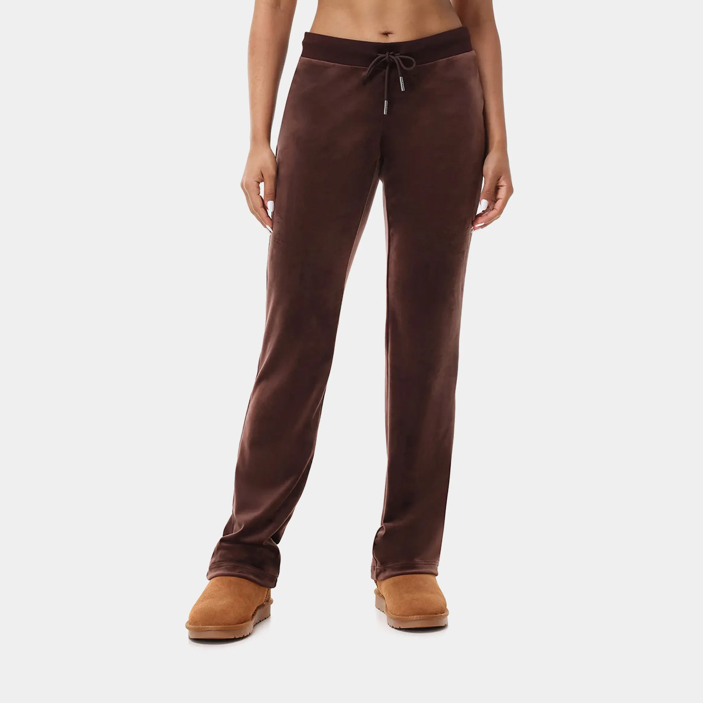 Og Big Bling Velour Womens Track Pants (Dark Brown)