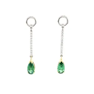 Pear Shaped Green Tourmaline Earring Jackets set in Yellow Gold