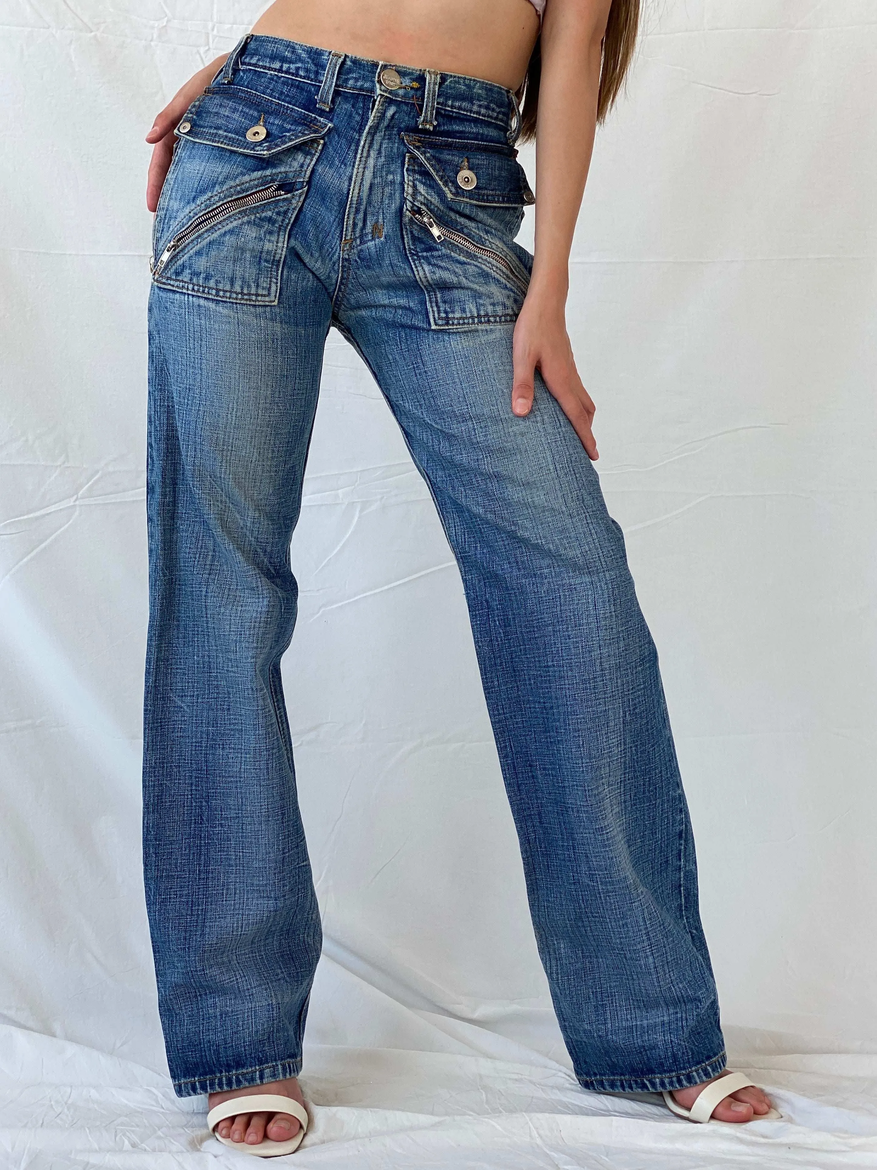 Rare Vintage Jeanne D’Art Biker Style Washed Heavy Jeans