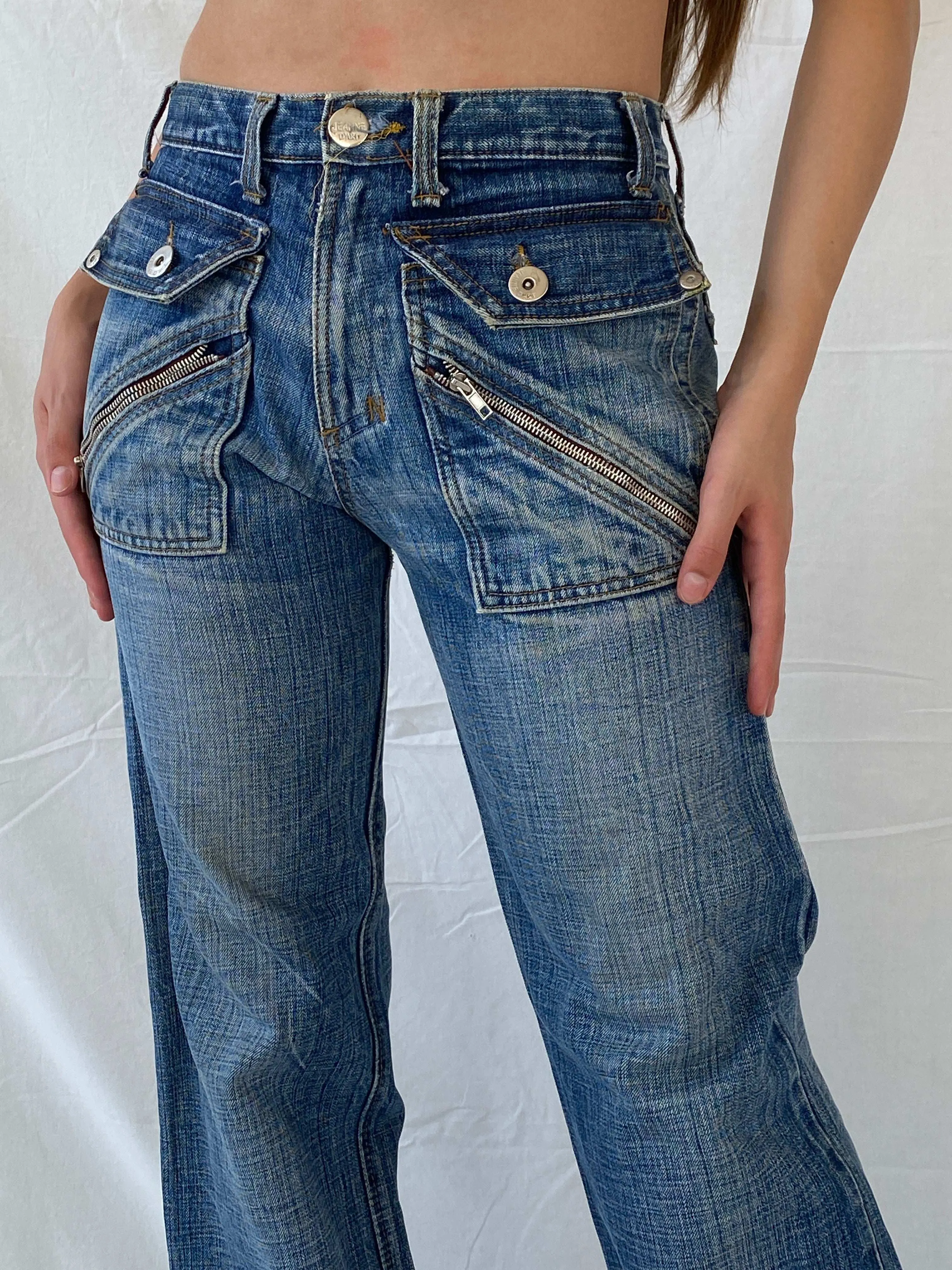 Rare Vintage Jeanne D’Art Biker Style Washed Heavy Jeans