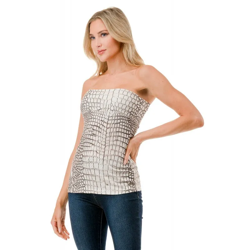 Sequin Alligator Print - Tube Top