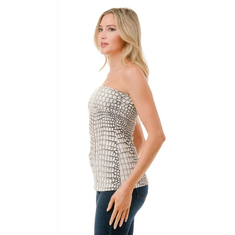 Sequin Alligator Print - Tube Top