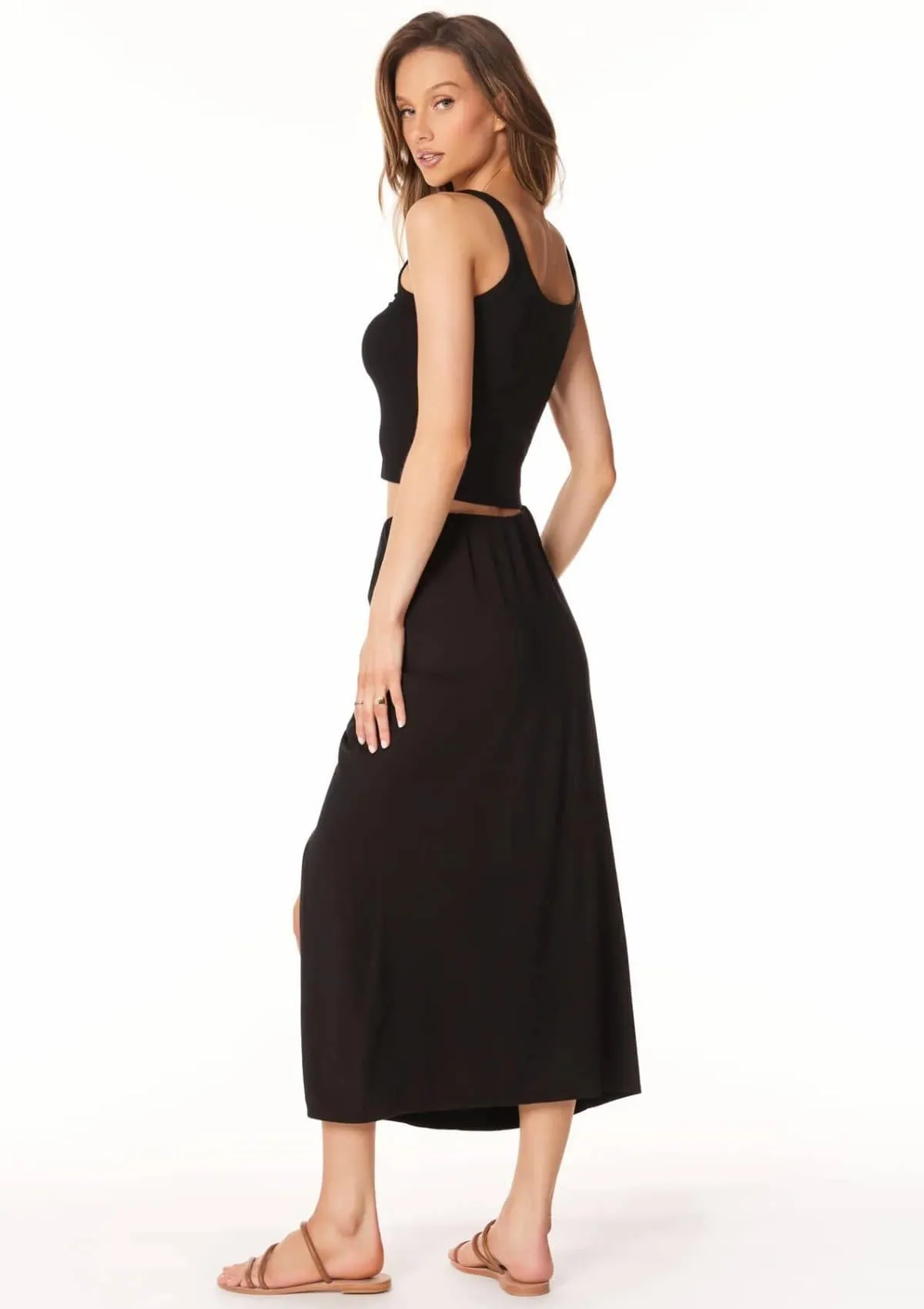 Skirt with Shirring - Black