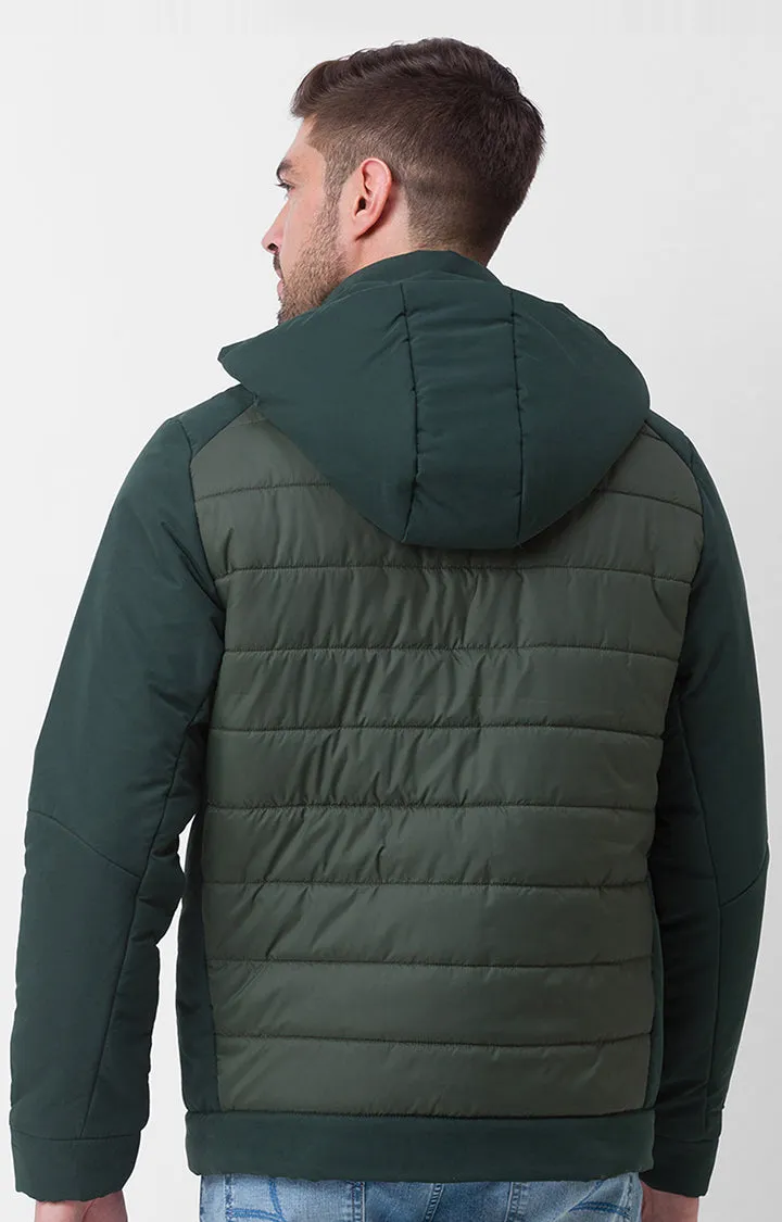 Spykar Bottle Green Polyester Full Sleeve Casual Jacket For Men